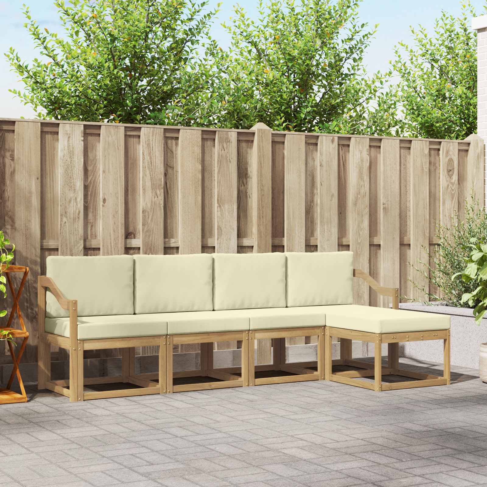Outdoor-Sofagarnitur 5 stk. Weiß und Creme