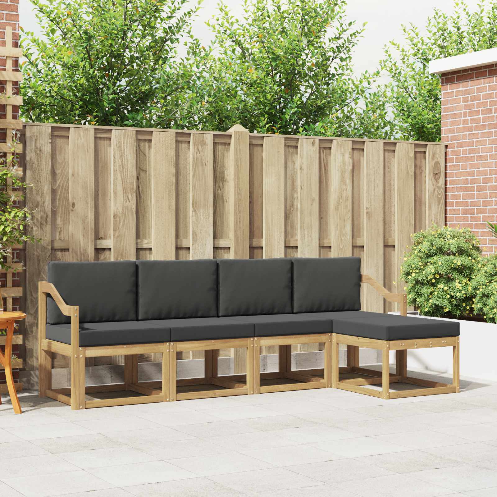 Outdoor-Sofagarnitur 5 stk. Weiß und Anthrazit