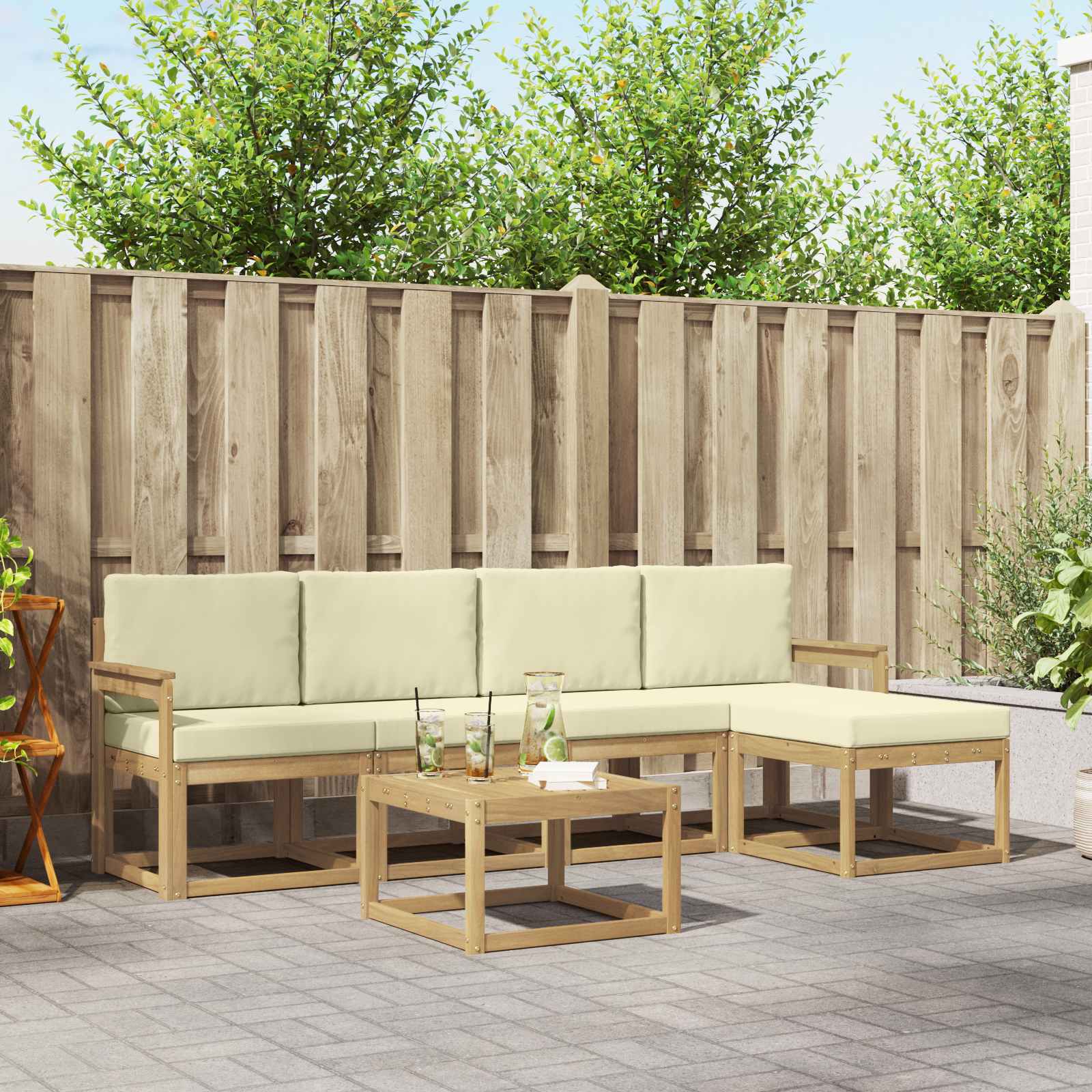 Outdoor-Sofagarnitur 6 stk. Weiß und Creme