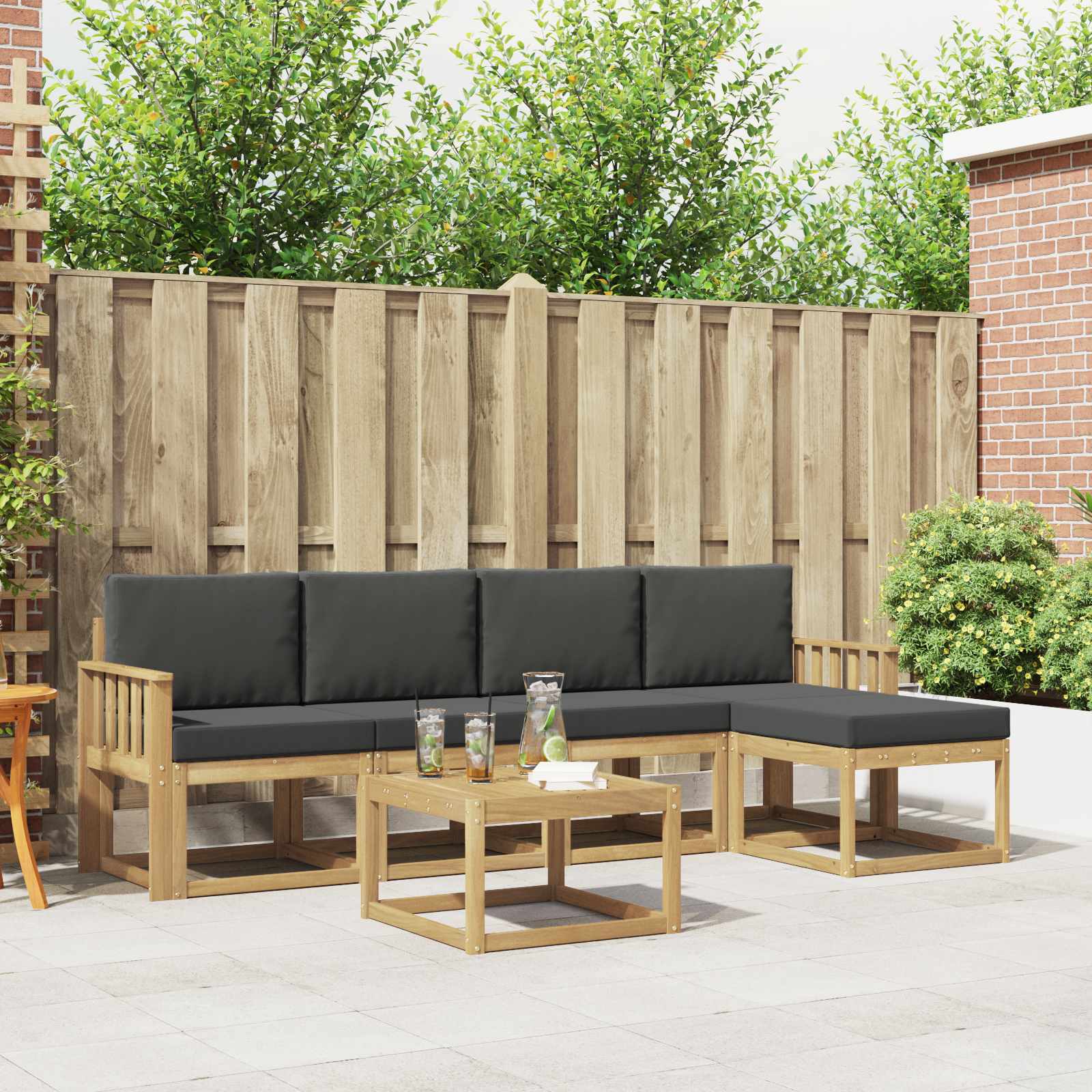 Outdoor-Sofagarnitur 6 stk. Weiß und Anthrazit