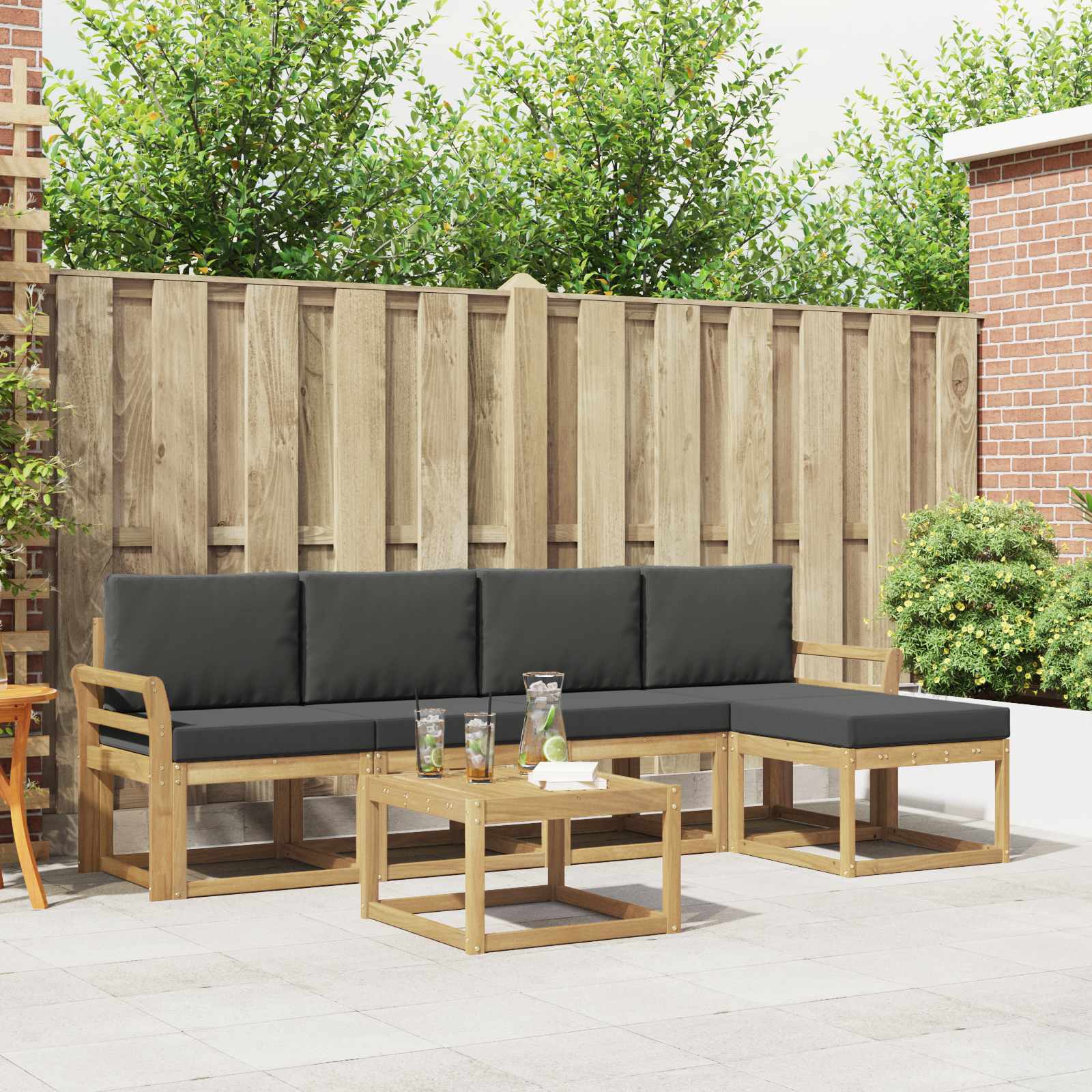 Outdoor-Sofagarnitur 6 stk. Weiß und Anthrazit