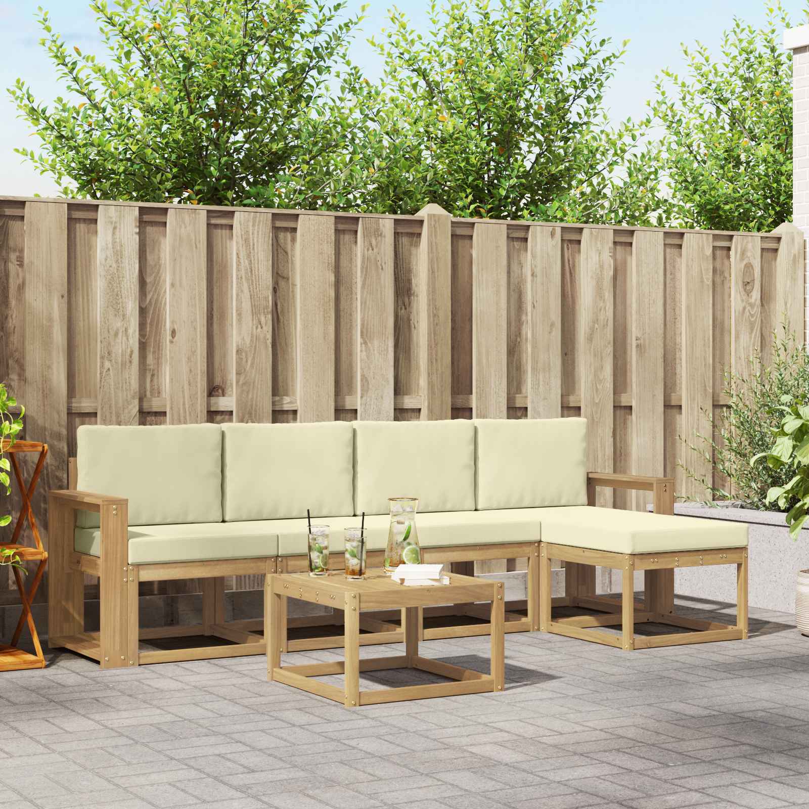 Outdoor-Sofagarnitur 6 stk. Weiß und Creme