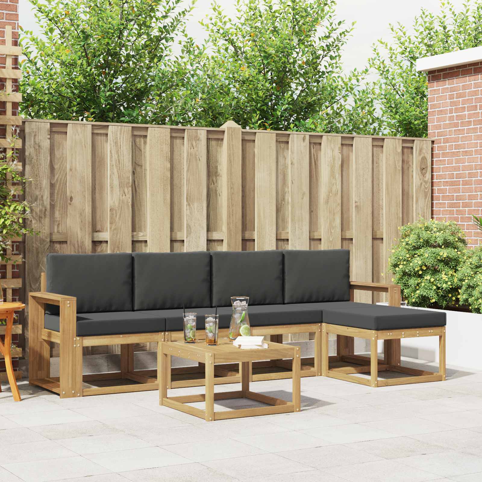 Outdoor-Sofagarnitur 6 stk. Weiß und Anthrazit