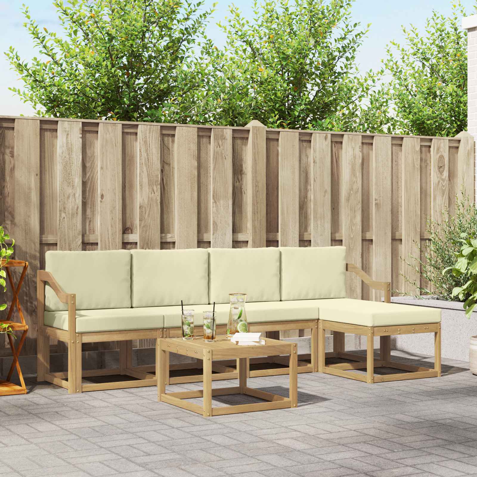 Outdoor-Sofagarnitur 6 stk. Weiß und Creme