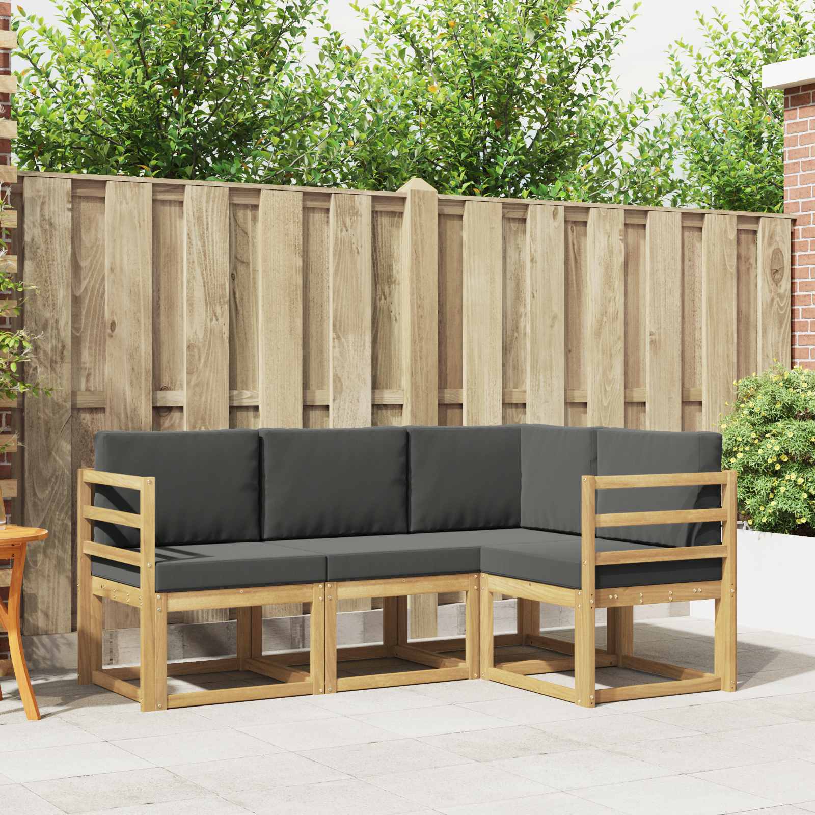 Outdoor-Sofagarnitur 4 stk. Weiß und Anthrazit