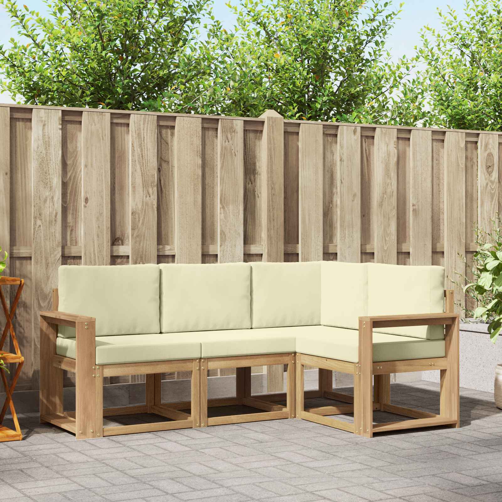 Outdoor-Sofagarnitur 4 stk. Weiß und Creme