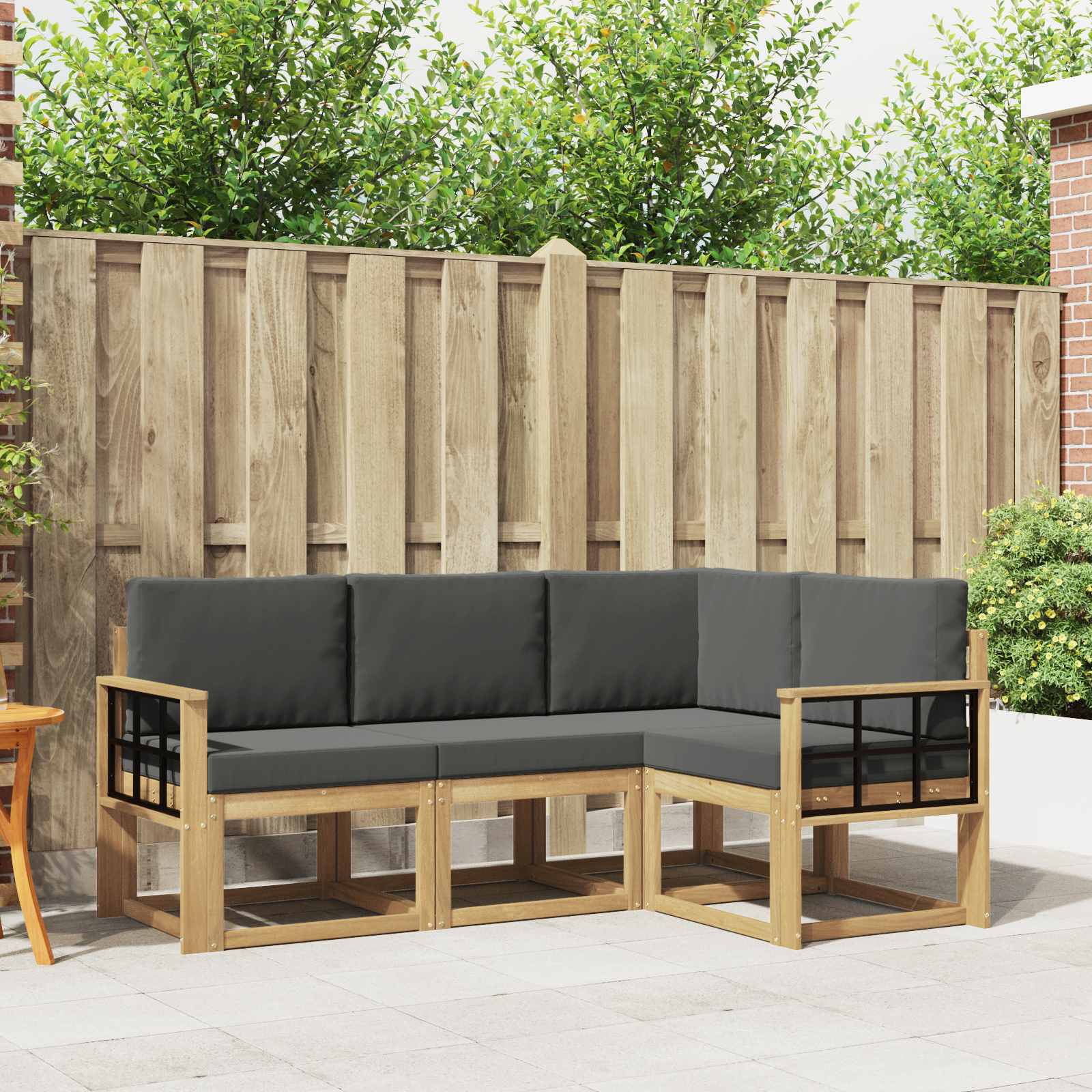 Outdoor-Sofagarnitur 4 stk. Weiß und Anthrazit