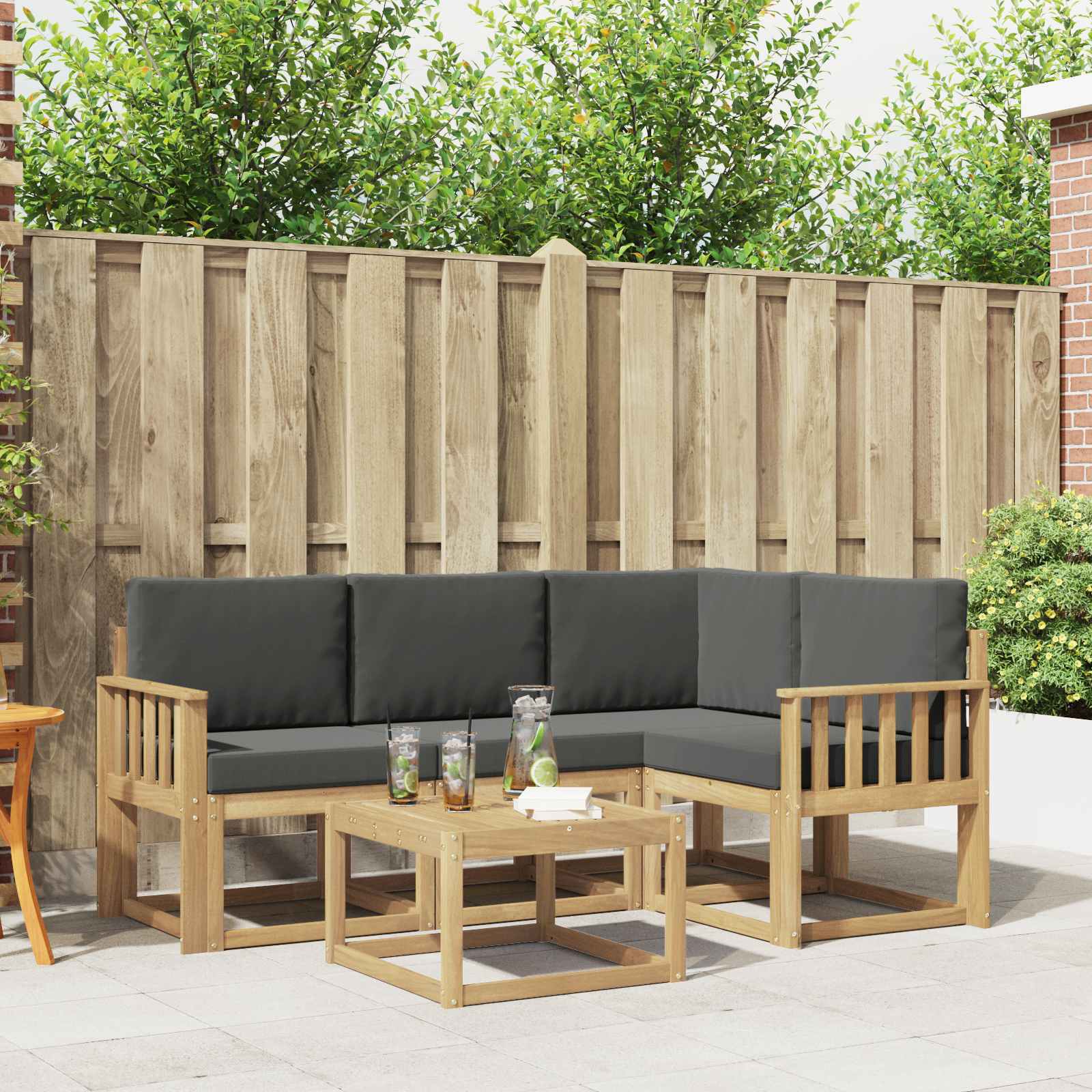 Outdoor-Sofagarnitur 5 stk. Weiß und Anthrazit