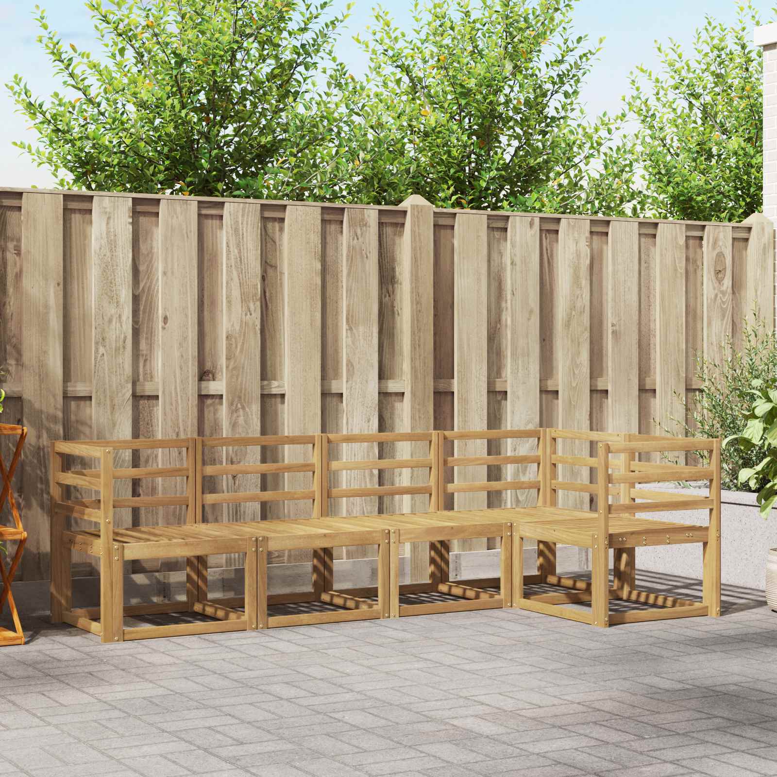 Outdoor-Sofagarnitur 5 stk. Weiß Massivholz Akazie