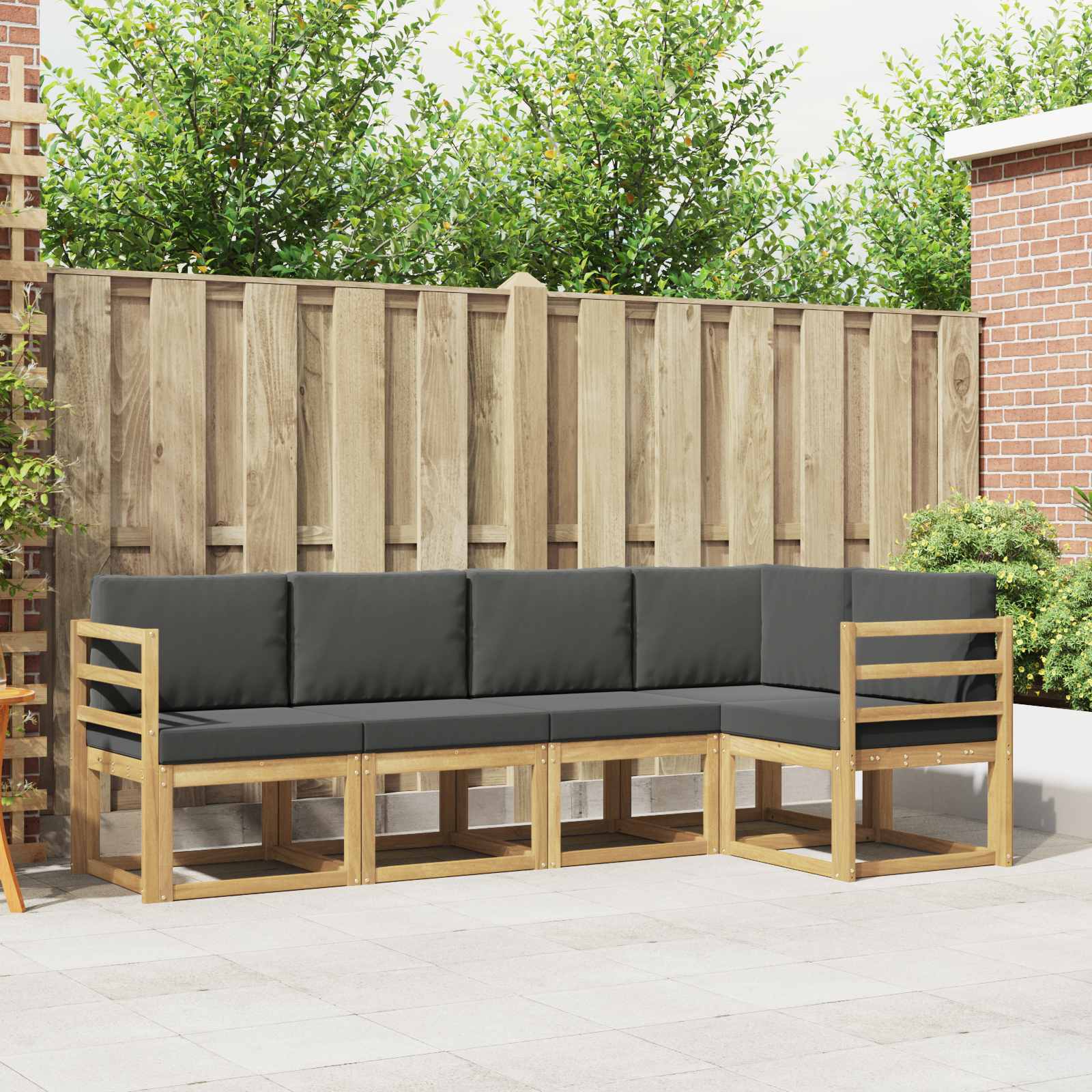 Outdoor-Sofagarnitur 5 stk. Weiß und Anthrazit