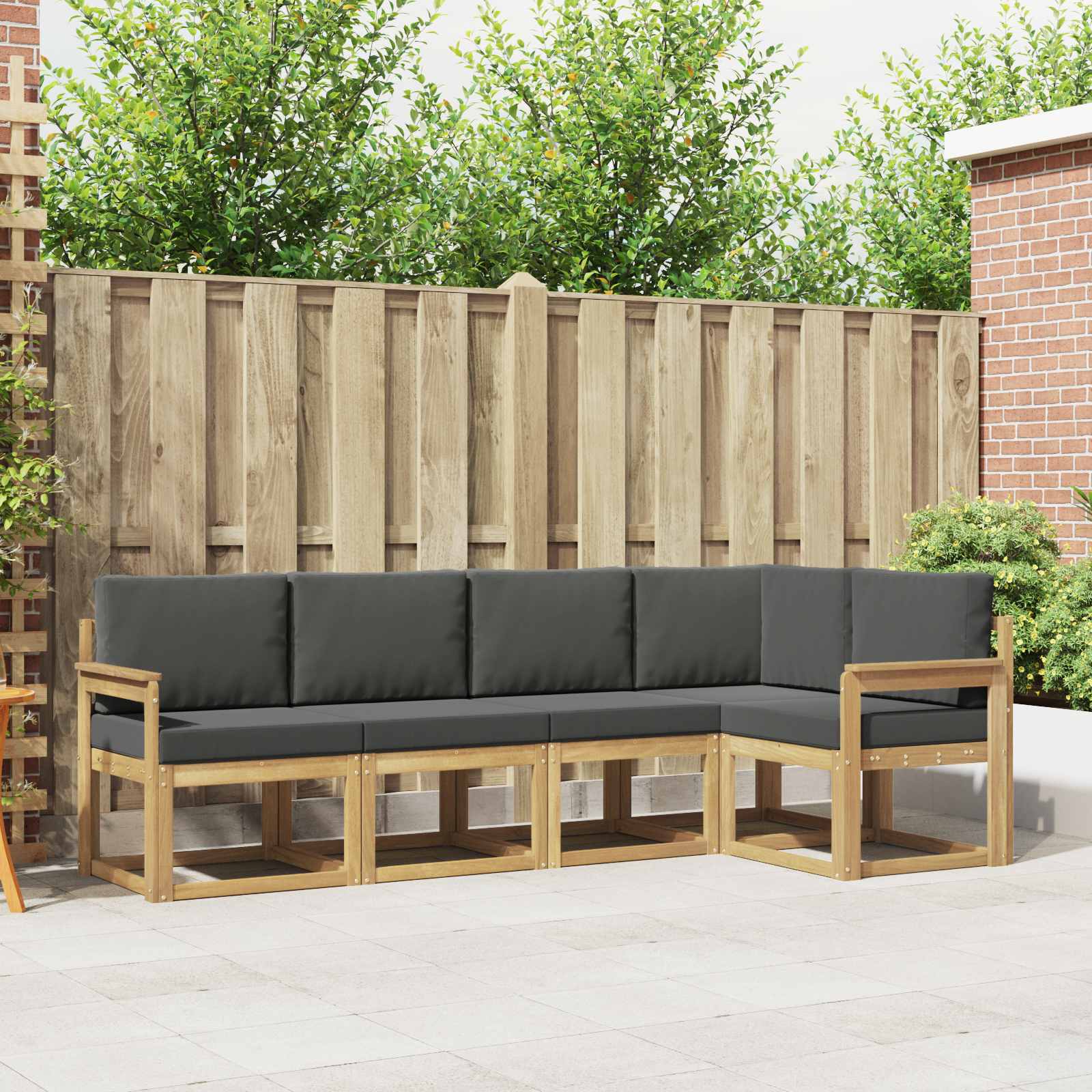 Outdoor-Sofagarnitur 5 stk. Weiß und Anthrazit