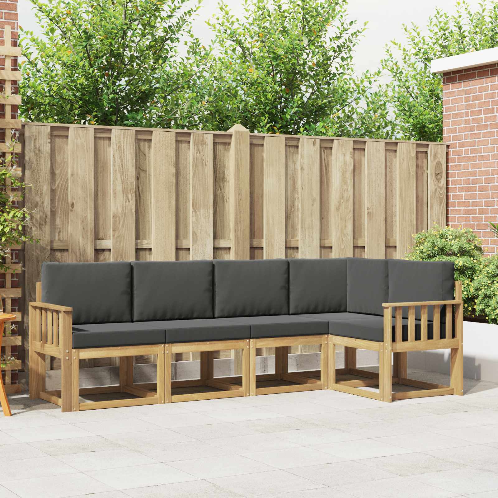 Outdoor-Sofagarnitur 5 stk. Weiß und Anthrazit
