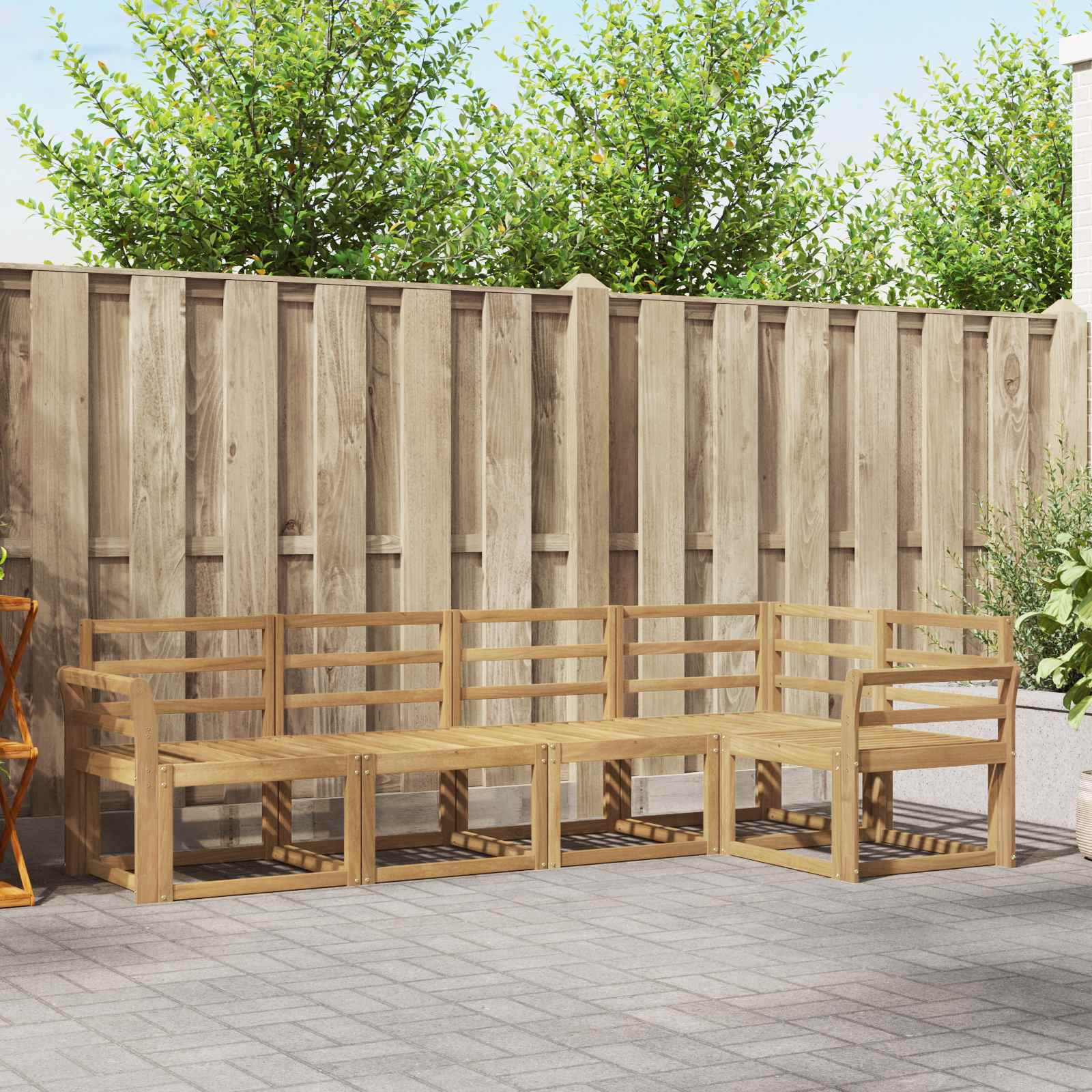 Outdoor-Sofagarnitur 5 stk. Weiß Massivholz Akazie