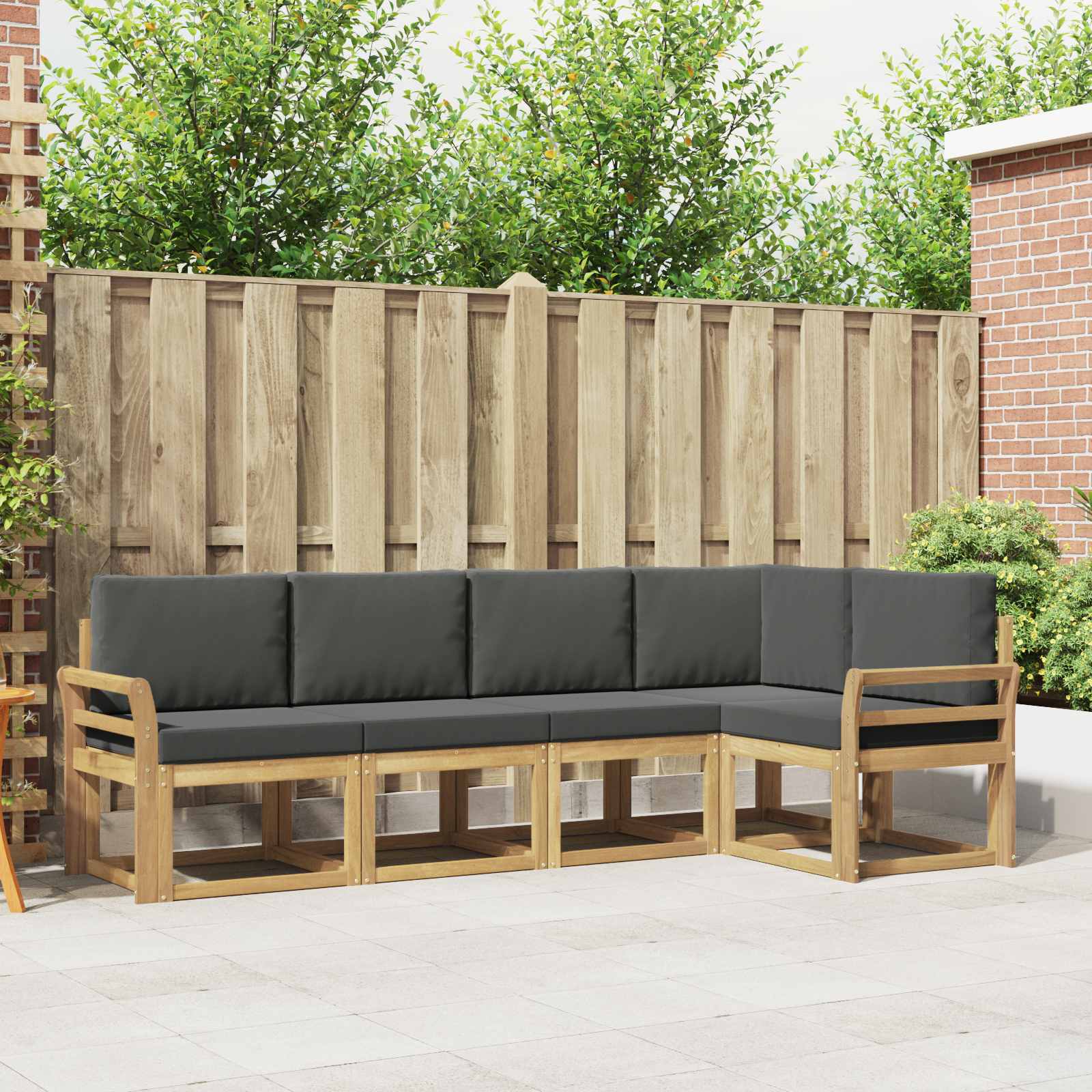 Outdoor-Sofagarnitur 5 stk. Weiß und Anthrazit