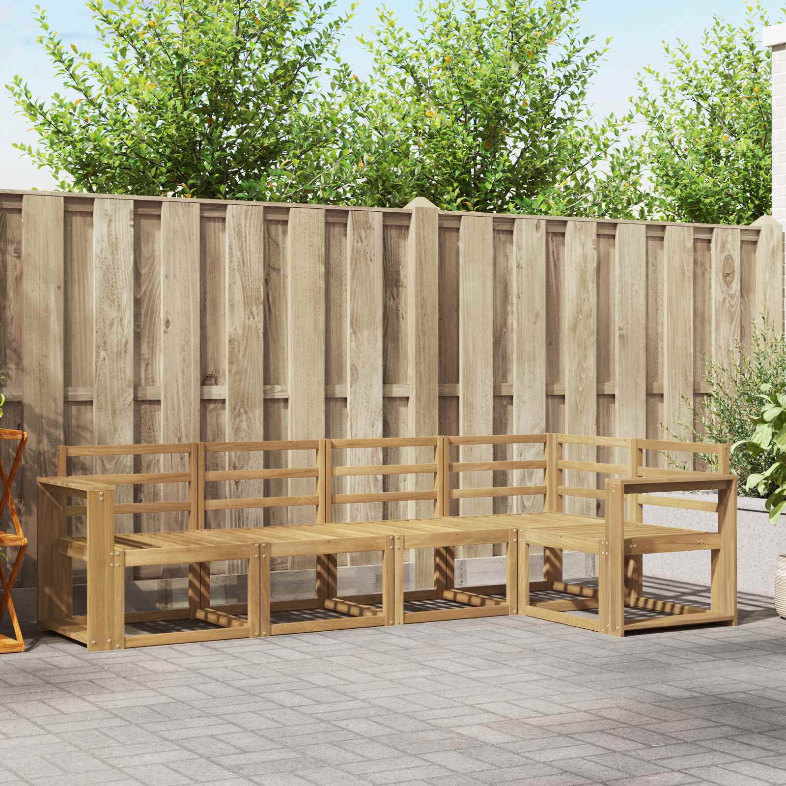 Outdoor-Sofagarnitur 5 stk. Weiß Massivholz Akazie