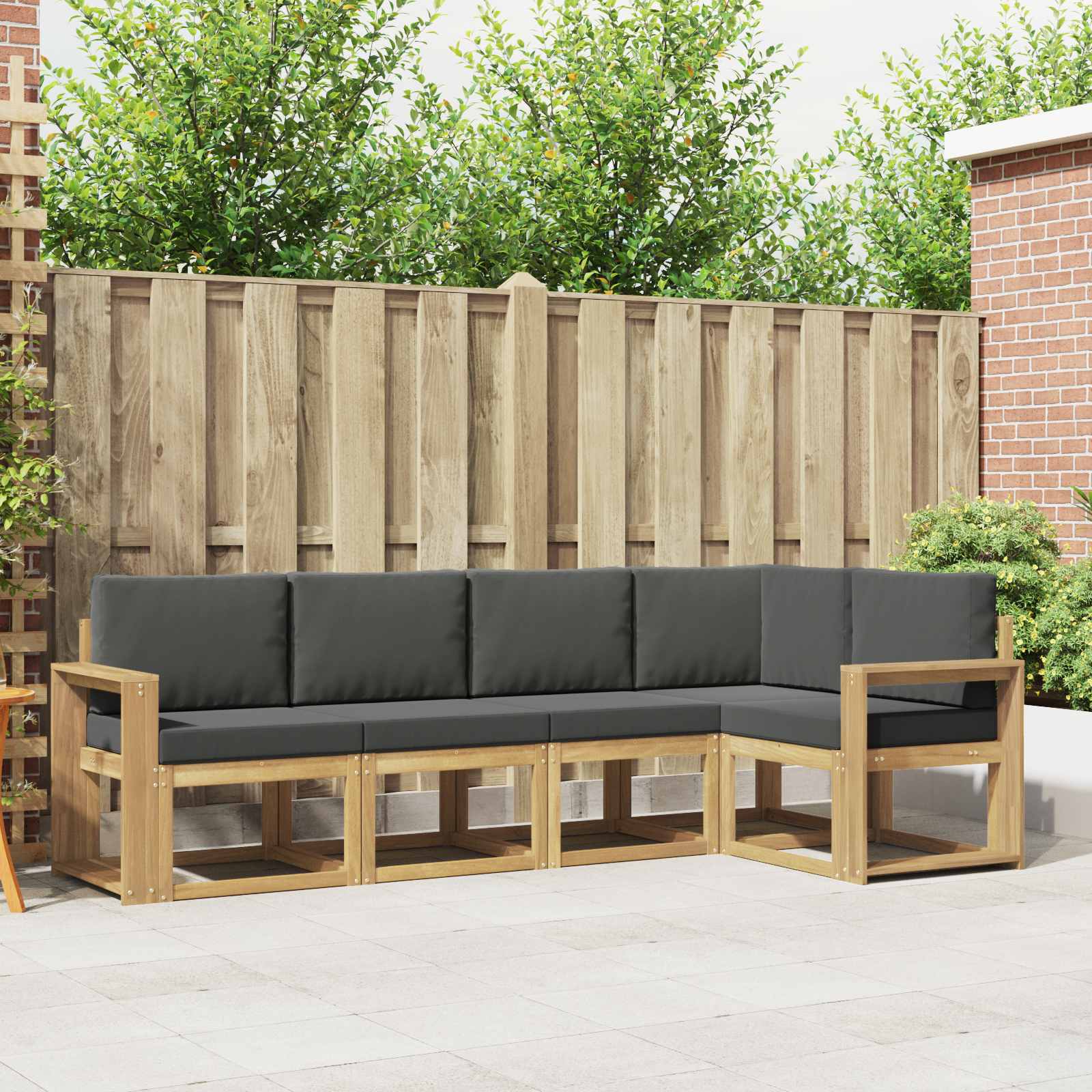 Outdoor-Sofagarnitur 5 stk. Weiß und Anthrazit