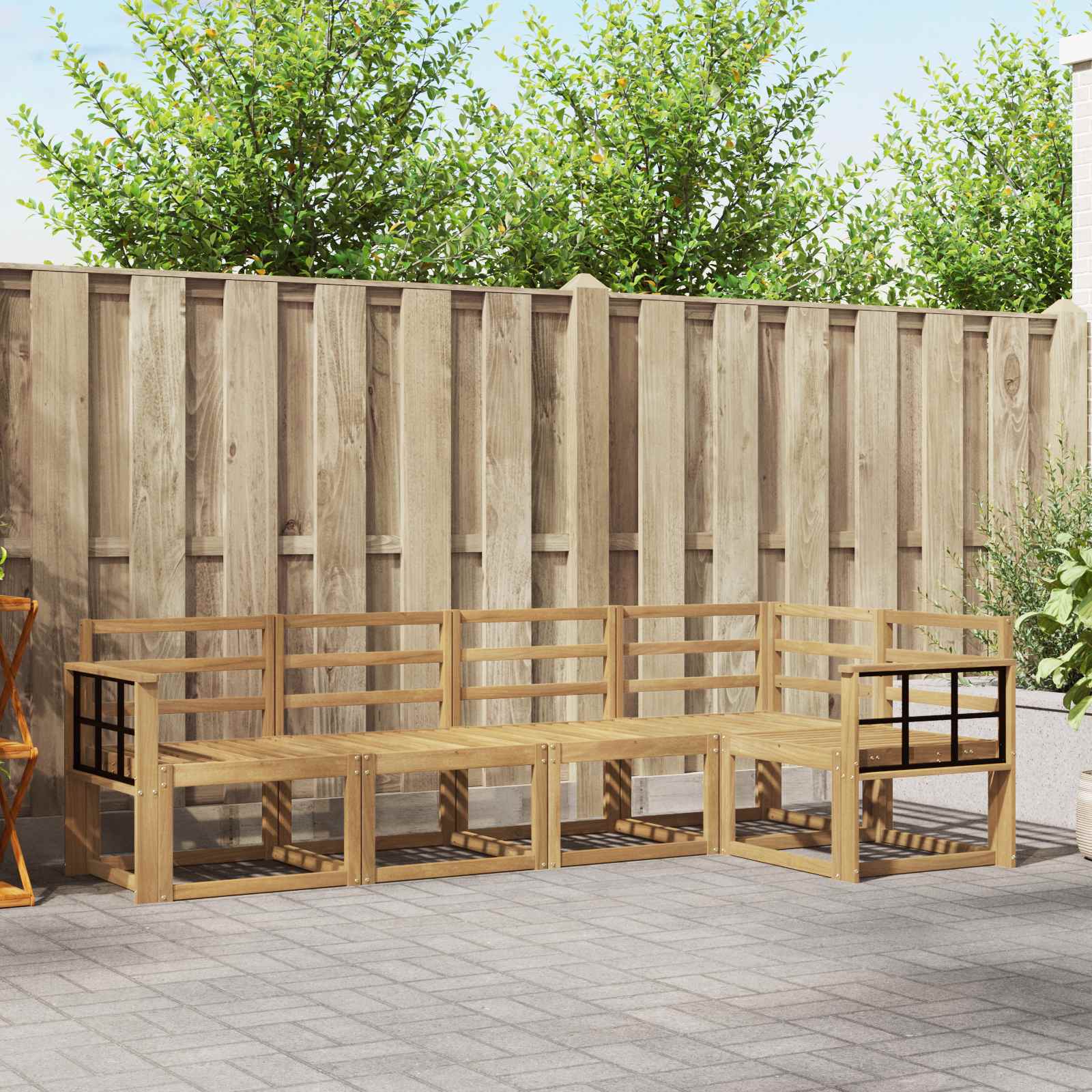 Outdoor-Sofagarnitur 5 stk. Weiß Massivholz Akazie