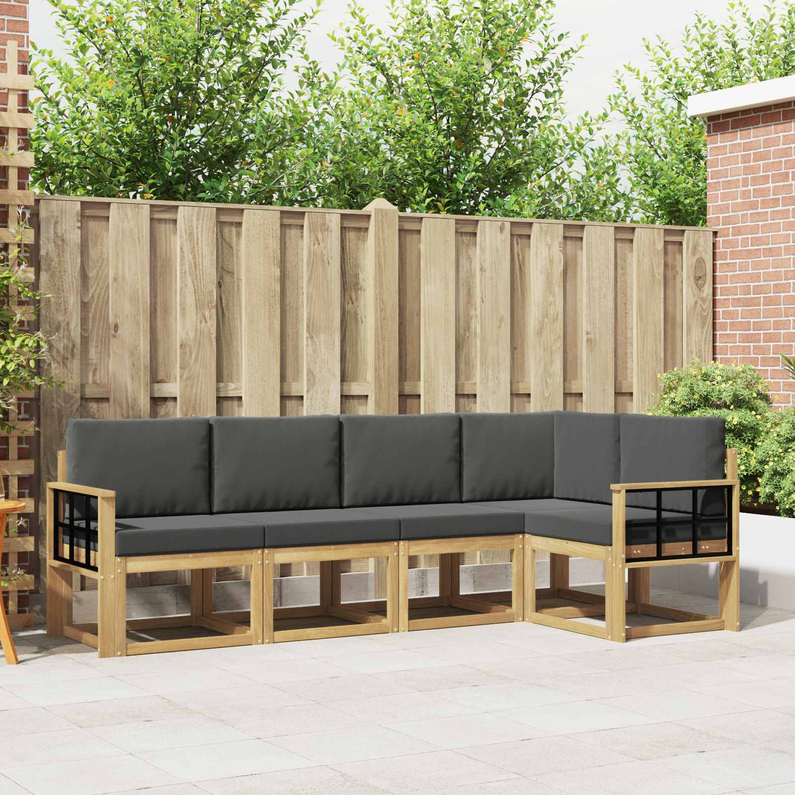 Outdoor-Sofagarnitur 5 stk. Weiß und Anthrazit