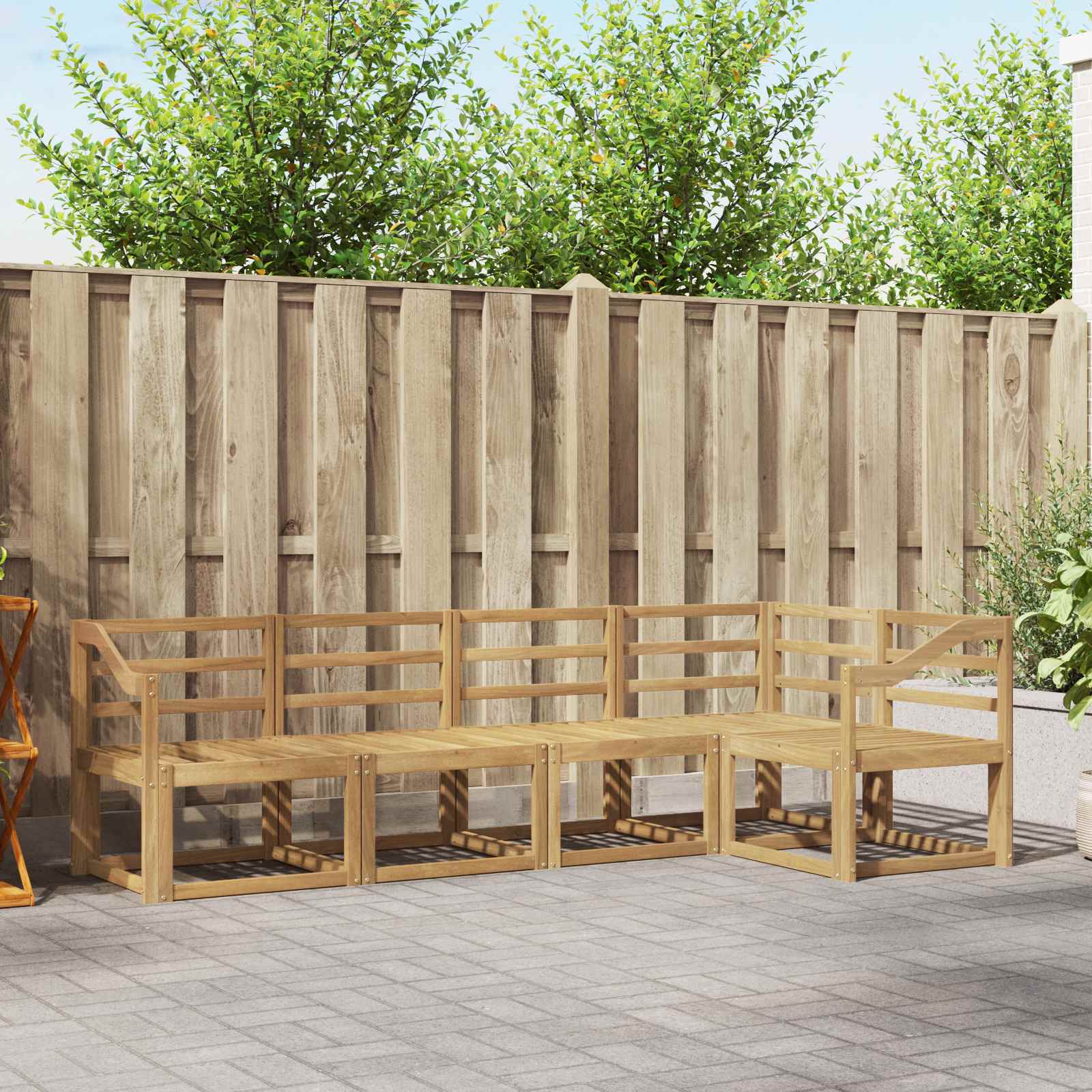 Outdoor-Sofagarnitur 5 Stk. Weiß Massivholz Akazie