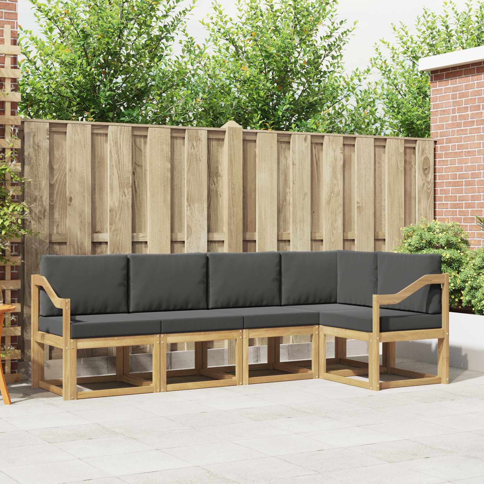 Outdoor-Sofagarnitur 5 stk. Weiß und Anthrazit