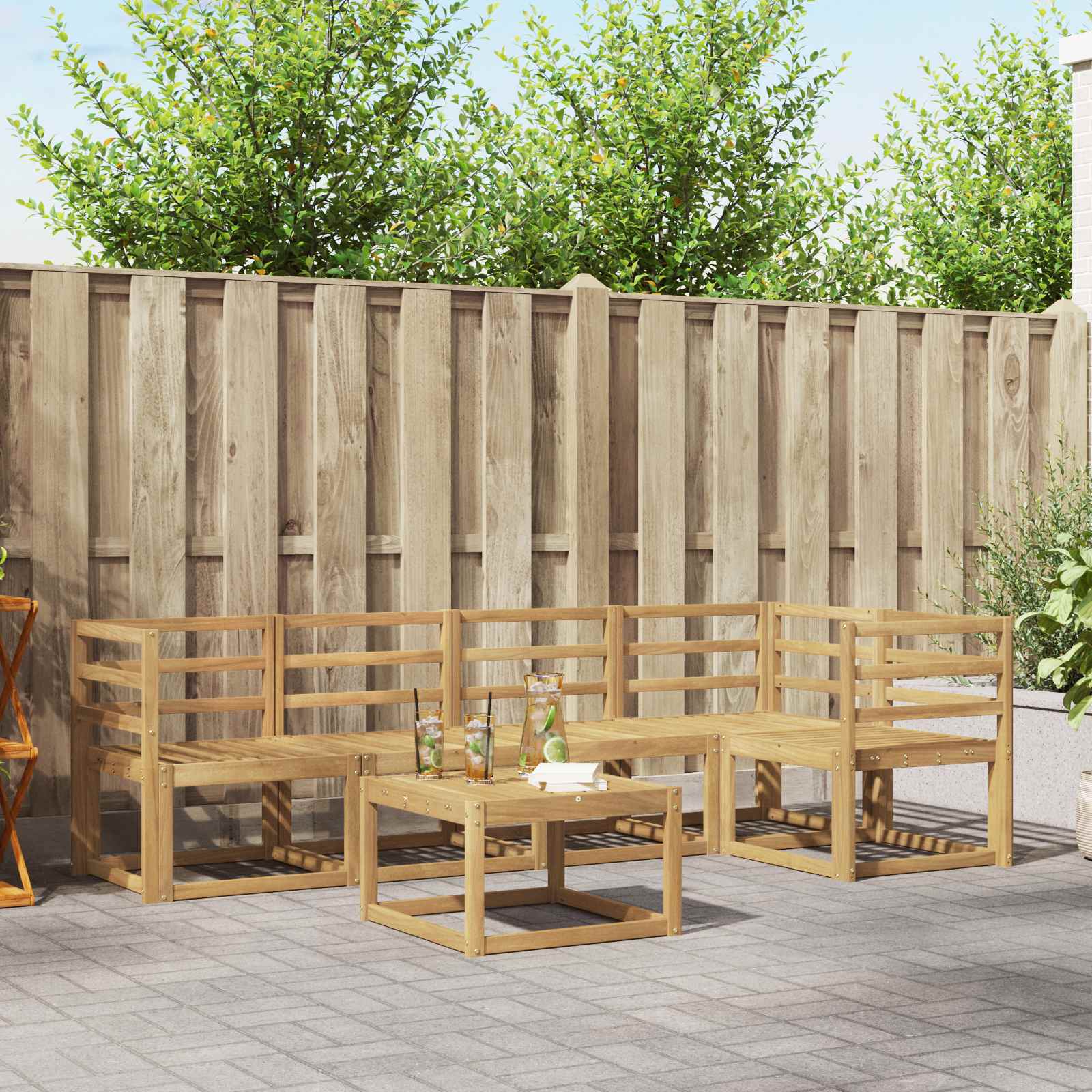 Outdoor-Sofagarnitur 6 stk. Weiß Massivholz Akazie