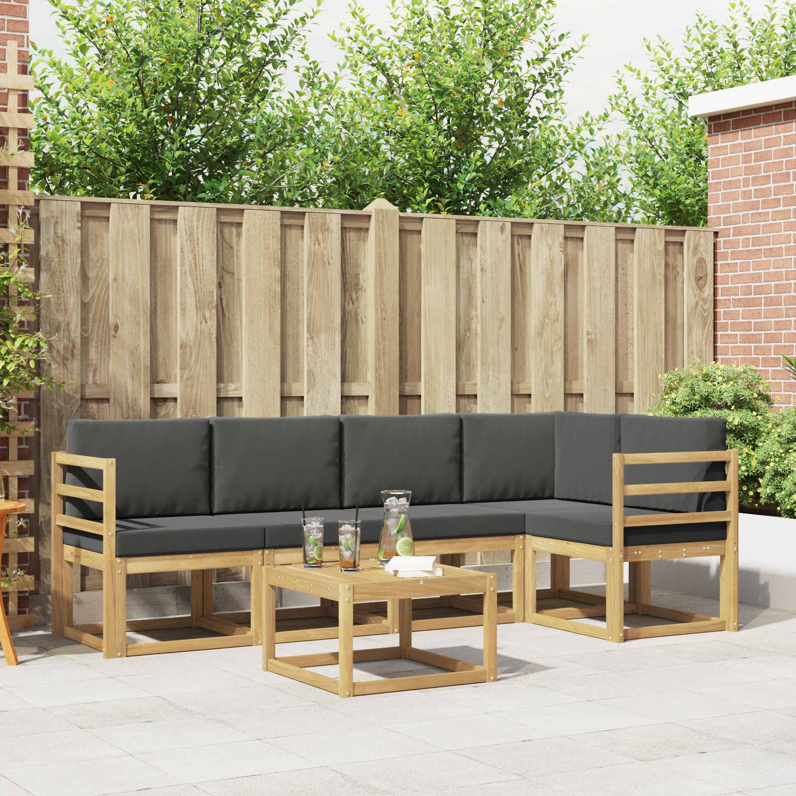 Outdoor-Sofagarnitur 6 stk. Weiß und Anthrazit