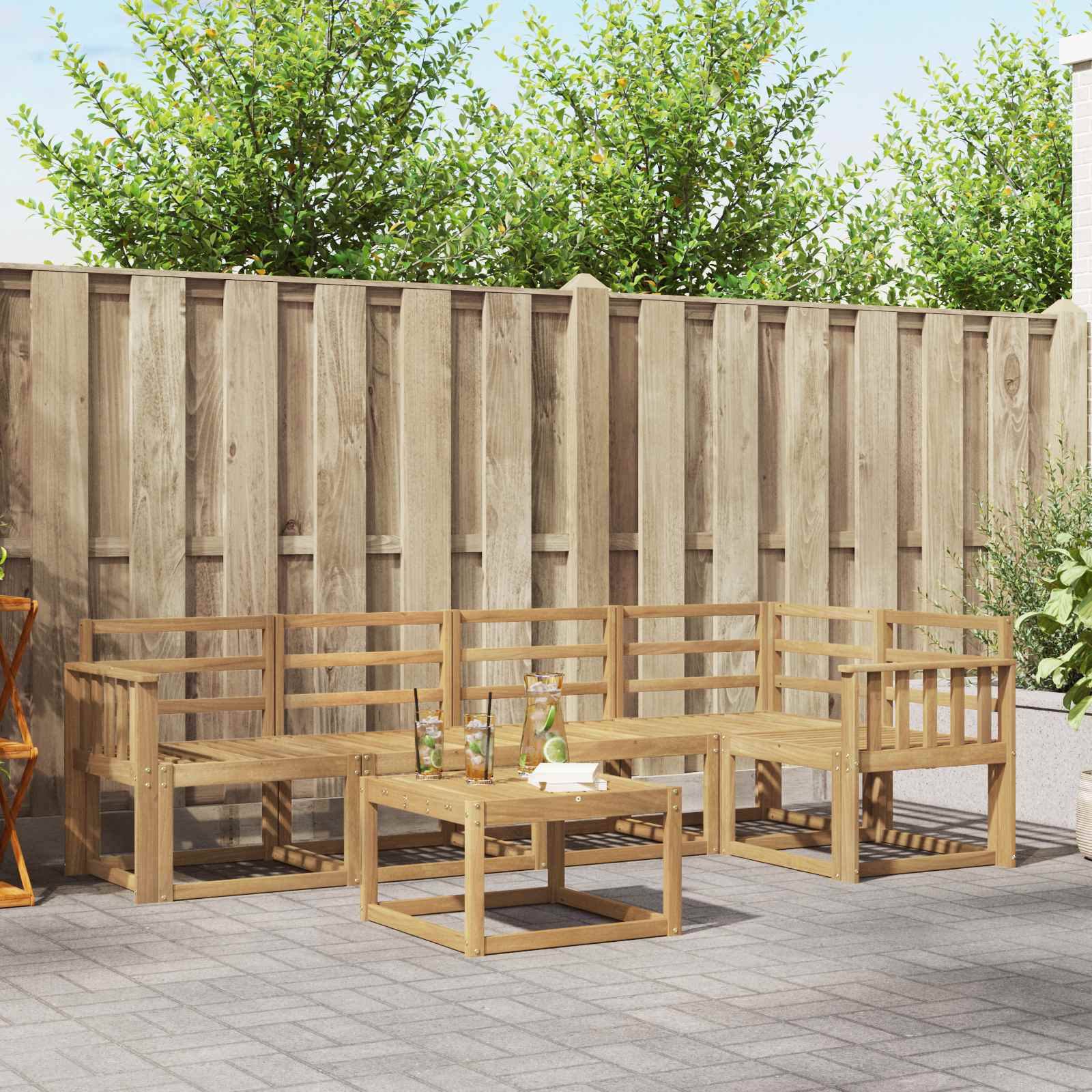 Outdoor-Sofagarnitur 6 stk. Weiß Massivholz Akazie
