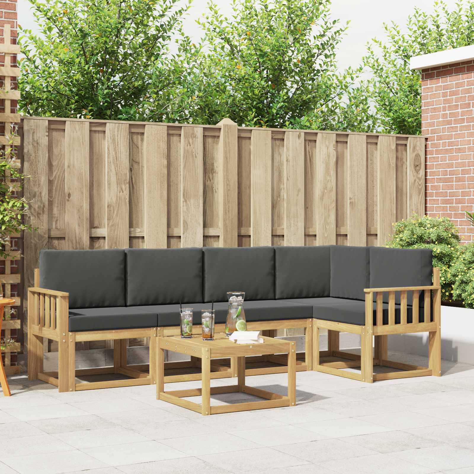 Outdoor-Sofagarnitur 6 stk. Weiß und Anthrazit