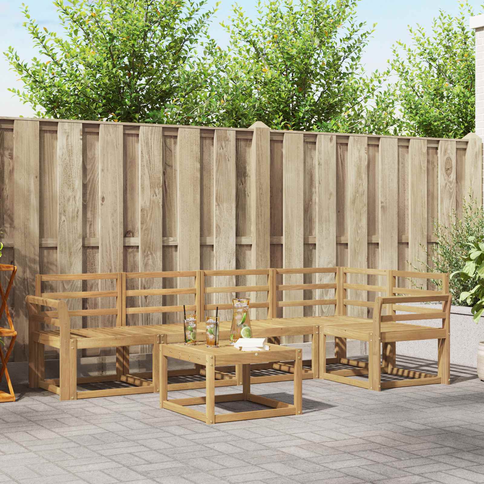 Outdoor-Sofagarnitur 6 stk. Weiß Massivholz Akazie