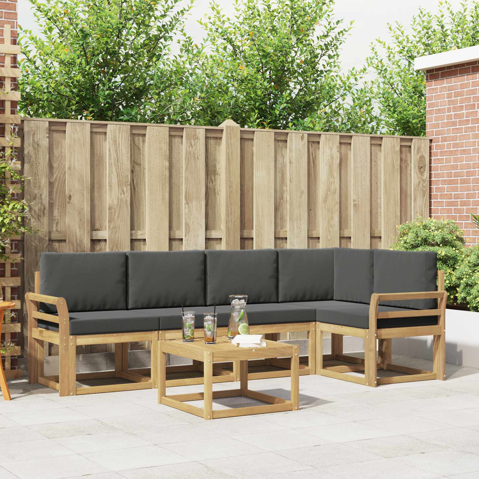 Outdoor-Sofagarnitur 6 stk. Weiß und Anthrazit