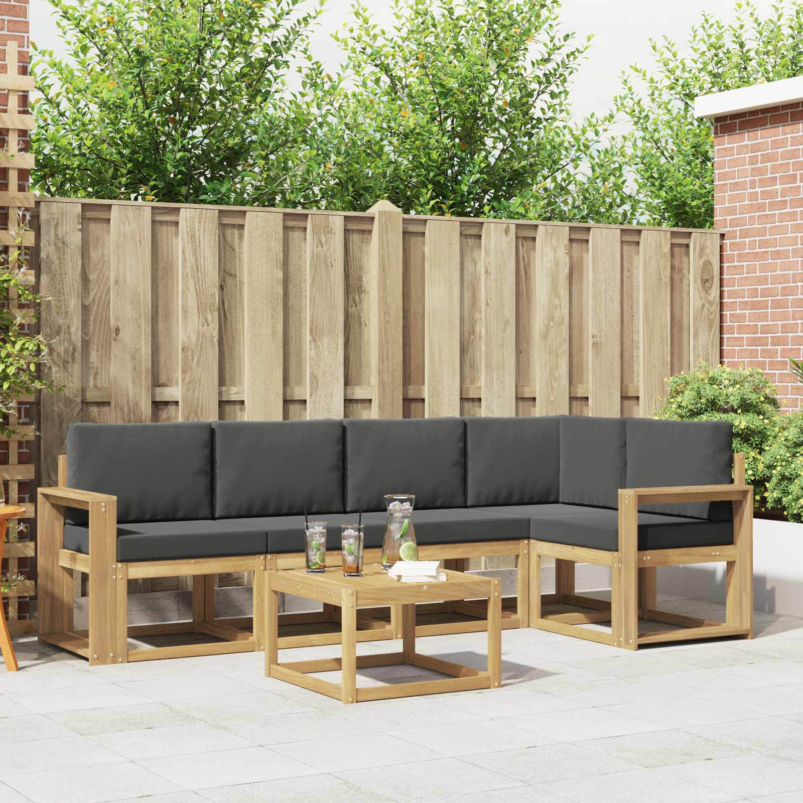 Outdoor-Sofagarnitur 6 stk. Weiß und Anthrazit