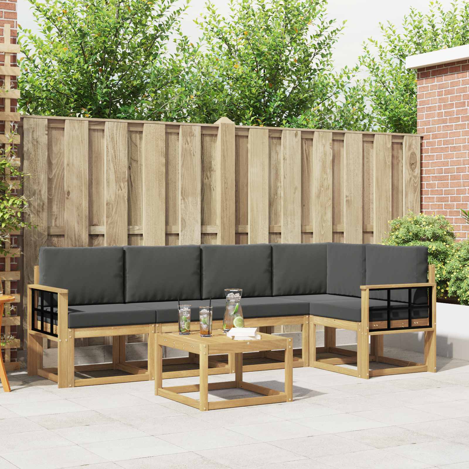 Outdoor-Sofagarnitur 6 stk. Weiß und Anthrazit