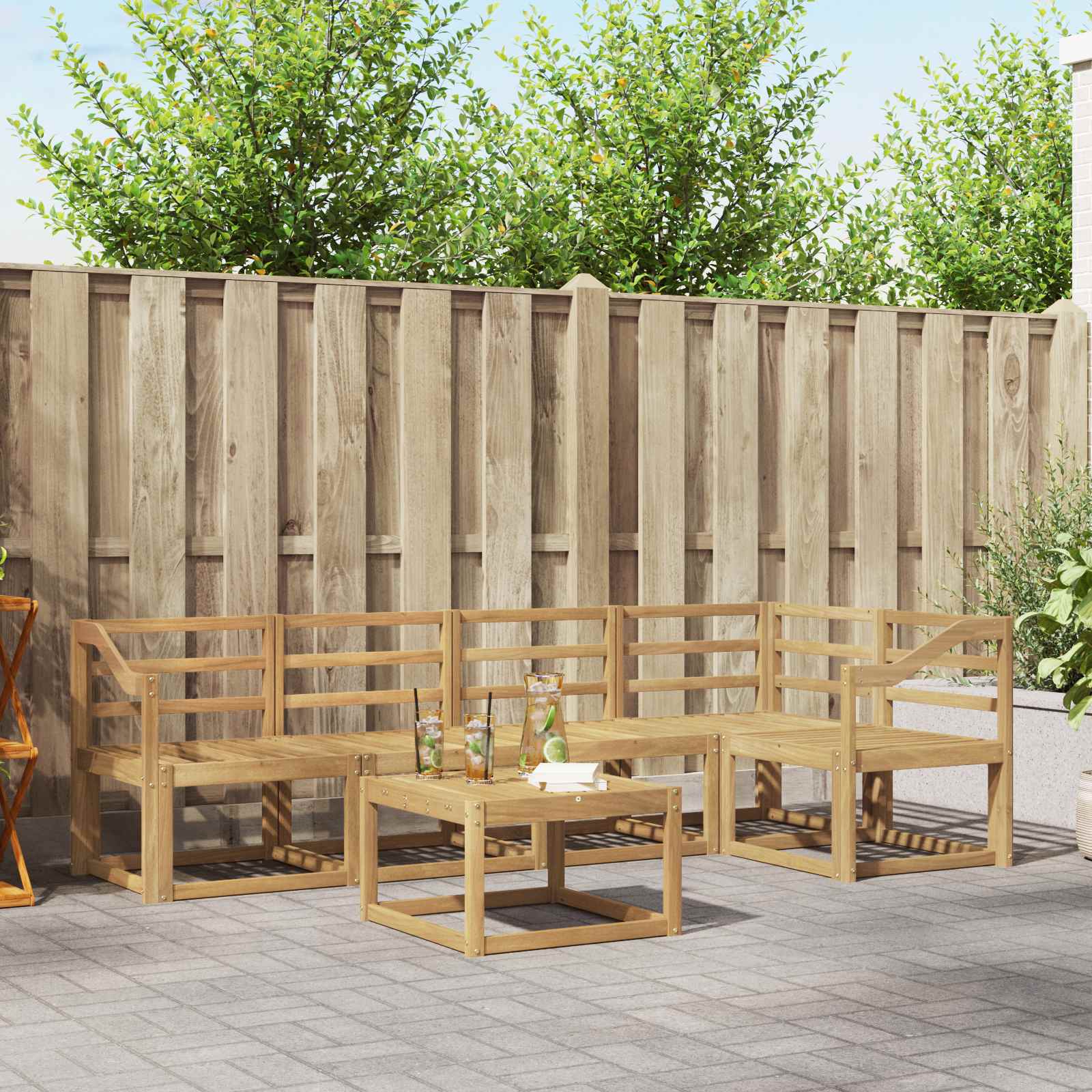 Outdoor-Sofagarnitur 6 stk. Weiß Massivholz Akazie