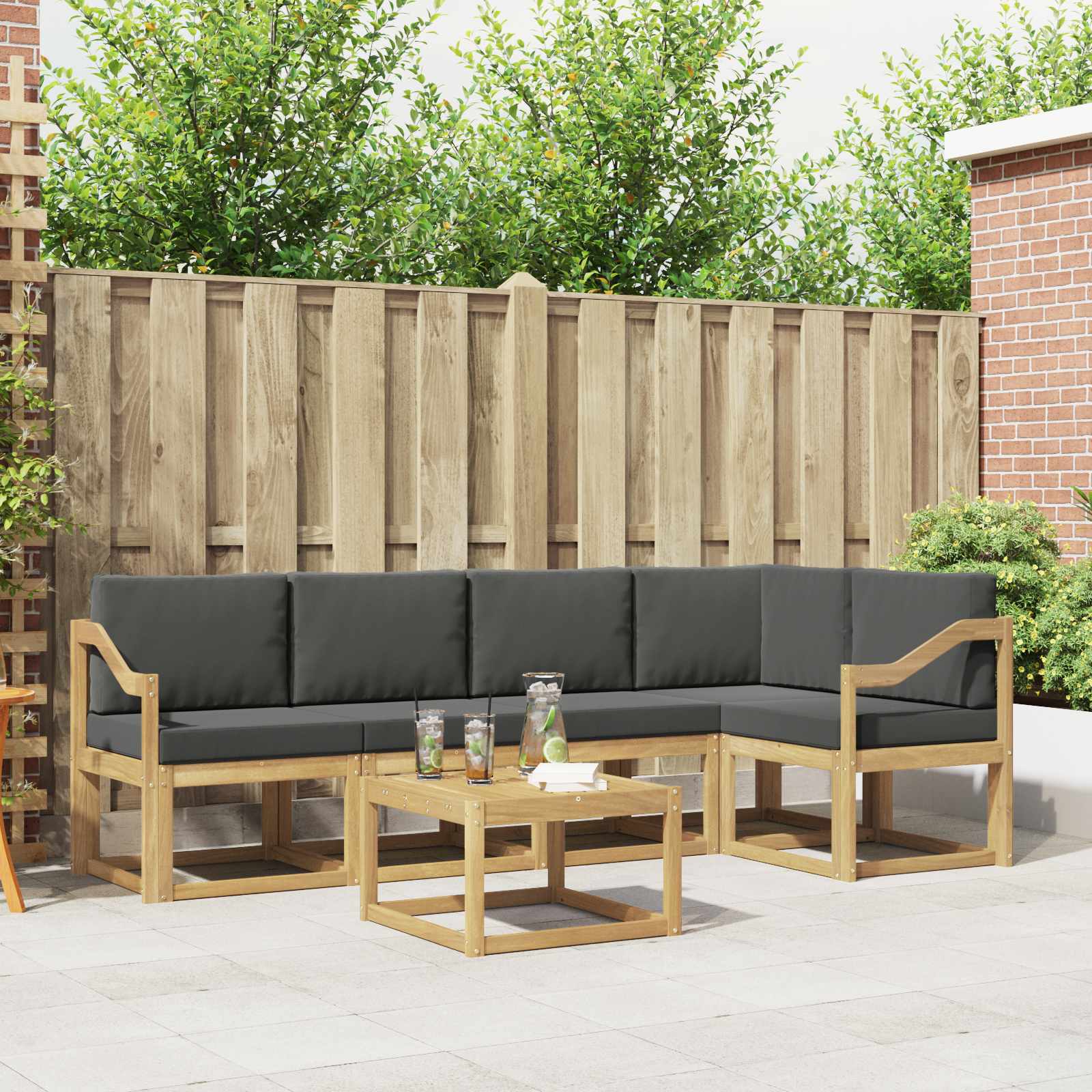 Outdoor-Sofagarnitur 6 stk. Weiß und Anthrazit