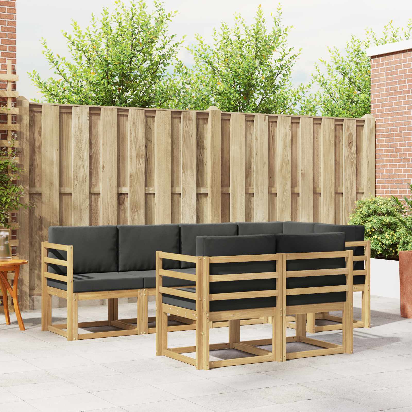 Outdoor-Sofagarnitur 7 stk. Weiß und Anthrazit Polyester