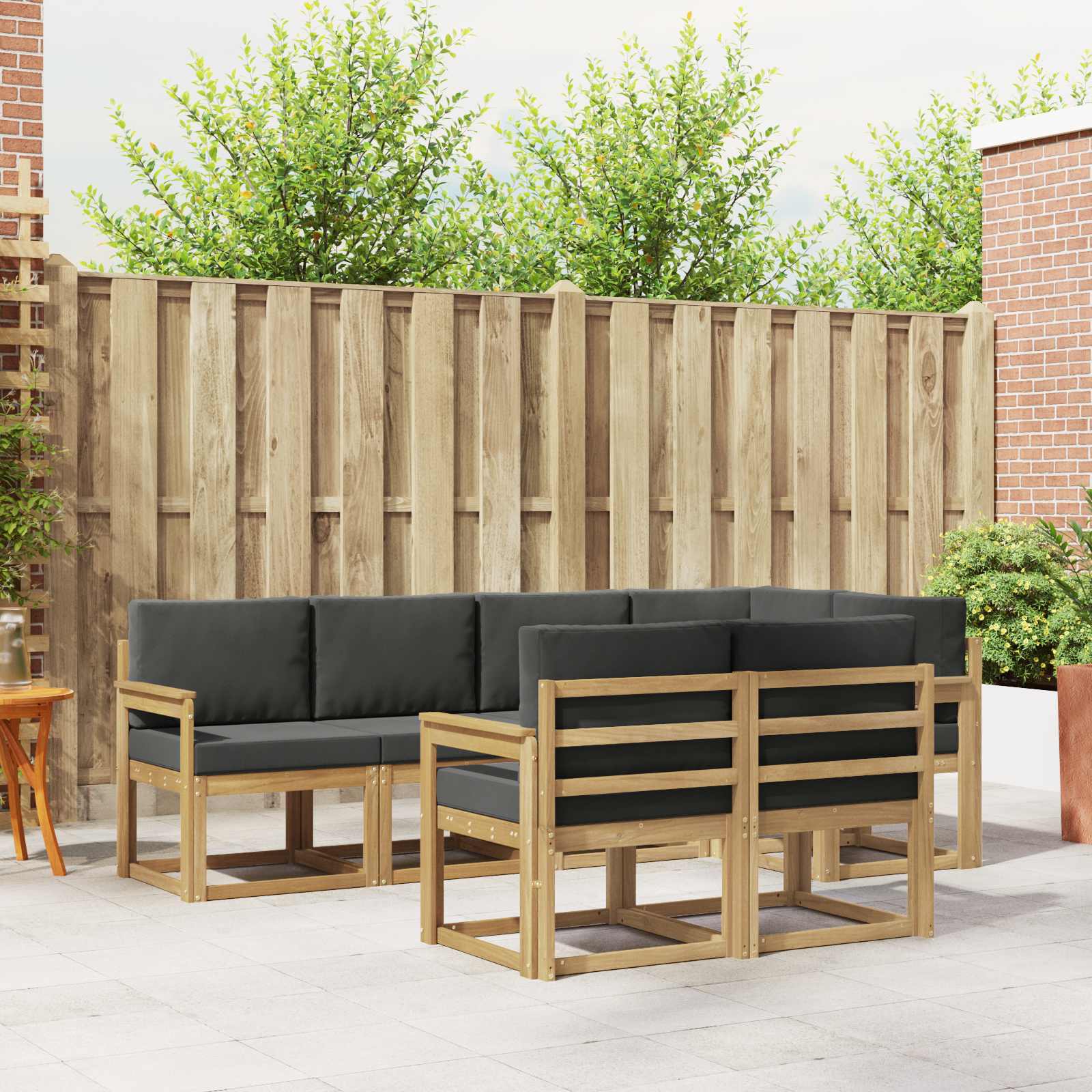 Outdoor-Sofagarnitur 7 stk. Weiß und Anthrazit Polyester