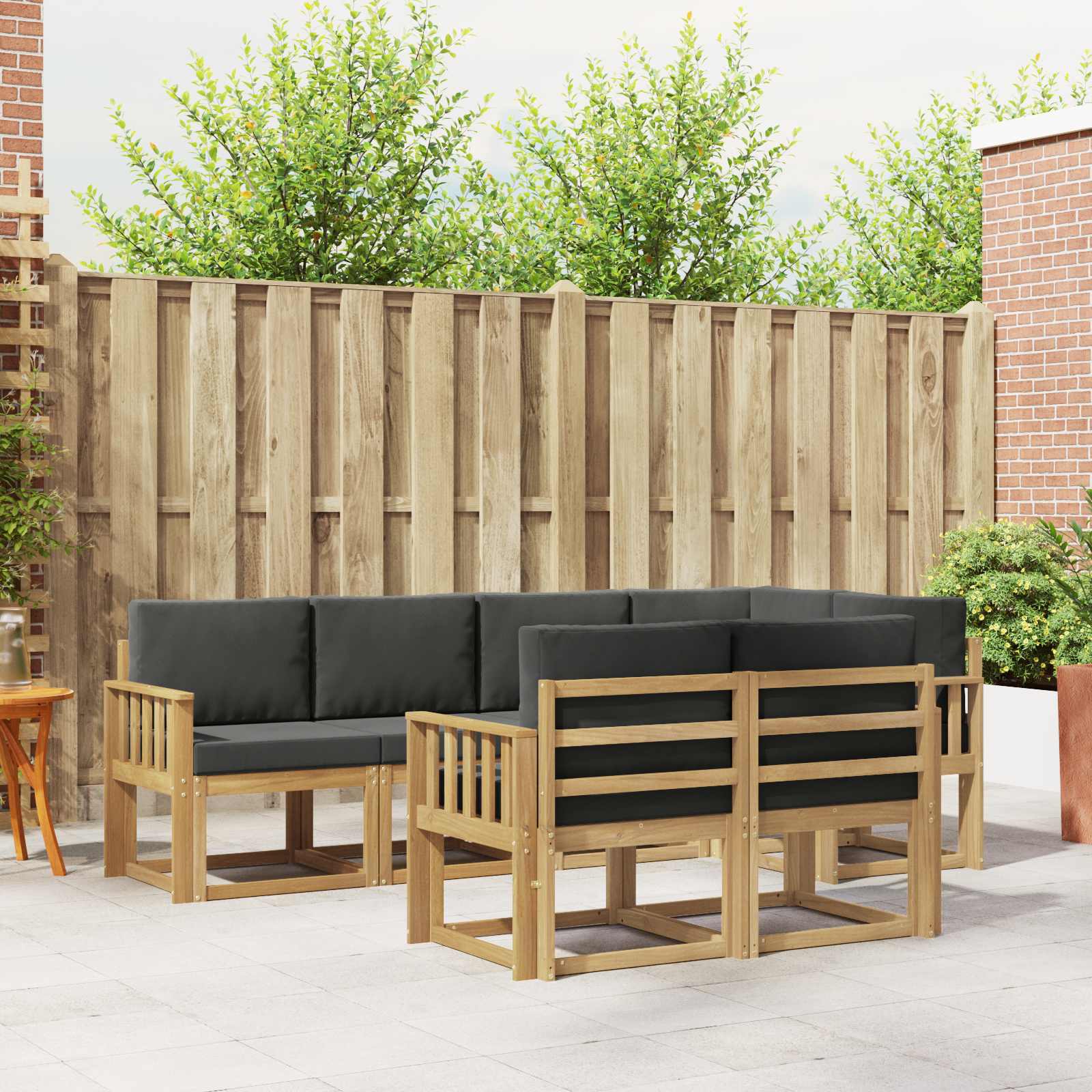 Outdoor-Sofagarnitur 7 stk. Weiß und Anthrazit Polyester