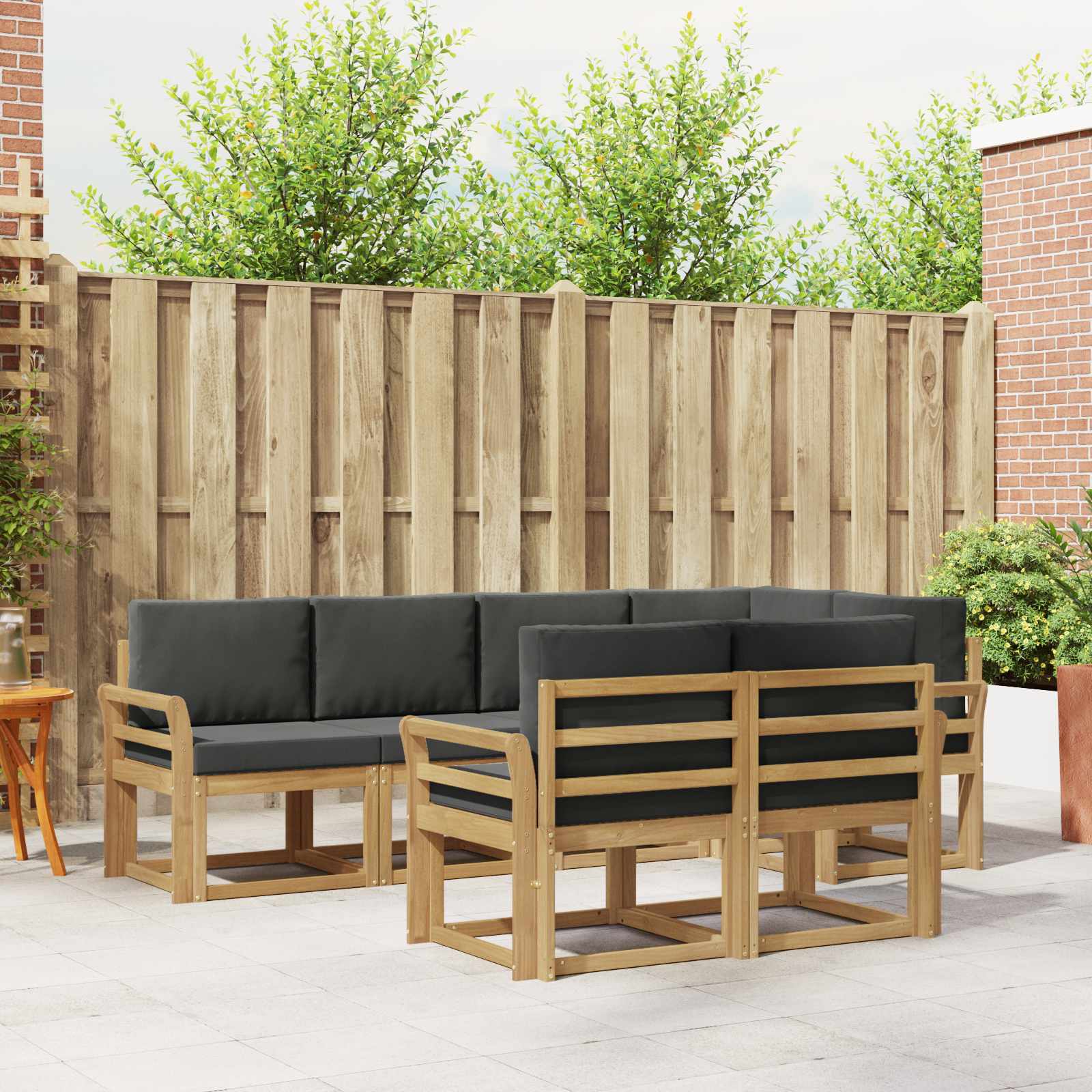 Outdoor-Sofagarnitur 7 stk. Weiß und Anthrazit Polyester