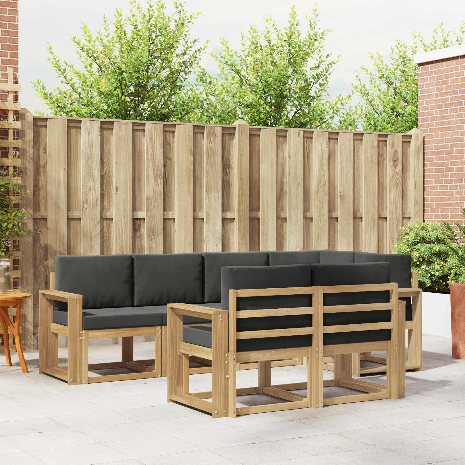 Outdoor-Sofagarnitur 7 stk. Weiß und Anthrazit Polyester