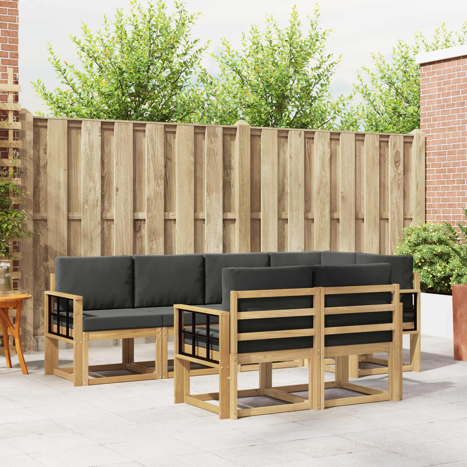 Outdoor-Sofagarnitur 7 stk. Weiß und Anthrazit Polyester