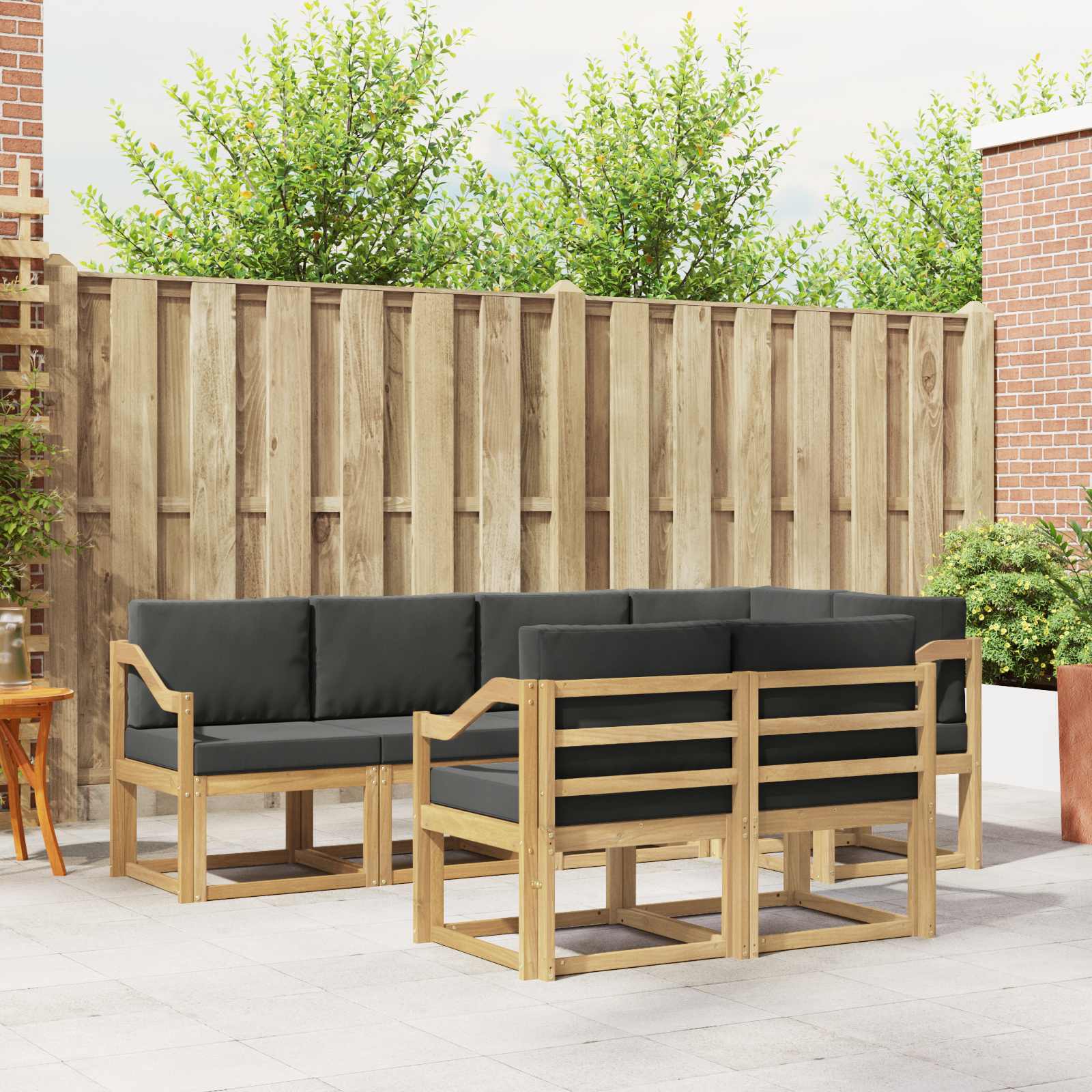 Outdoor-Sofagarnitur 7 stk. Weiß und Anthrazit Polyester