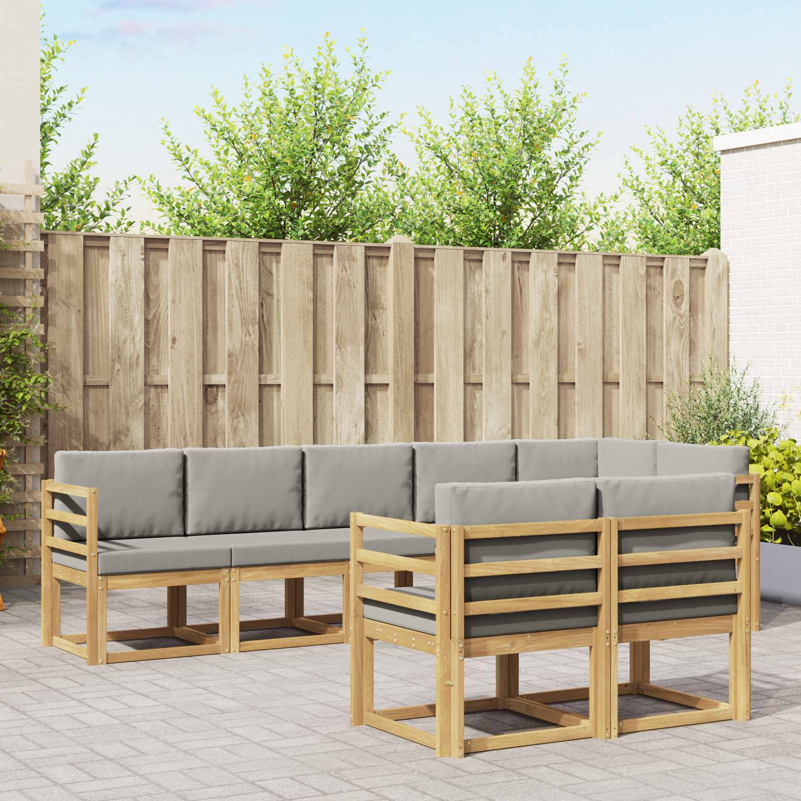 Outdoor-Sofagarnitur 8 stk. Weiß und Hellgrau