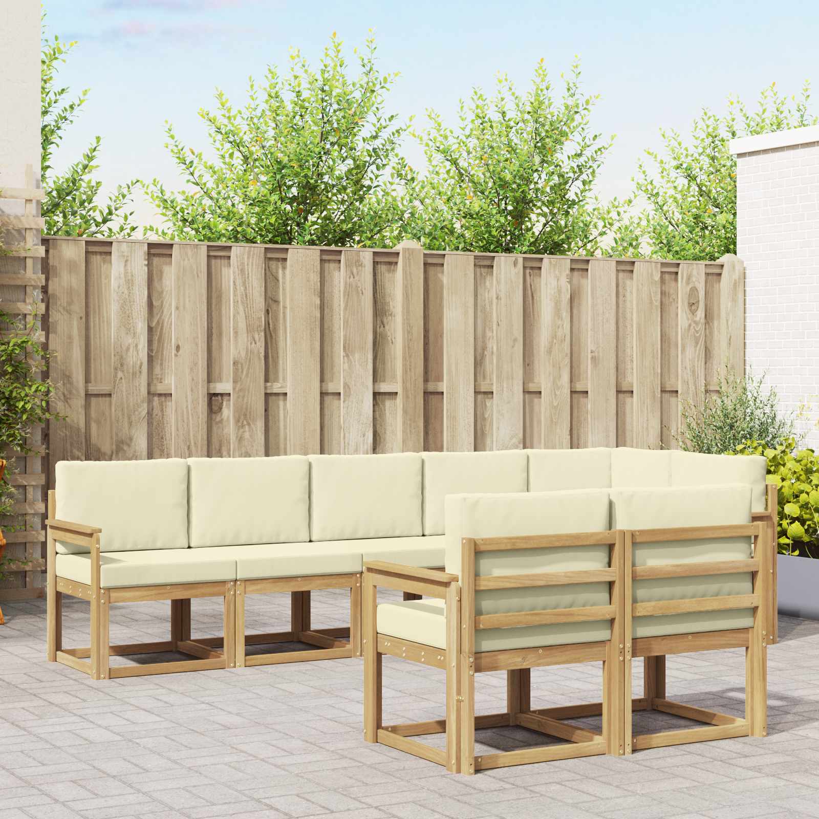 Outdoor-Sofagarnitur 8 stk. Weiß und Creme Polyester