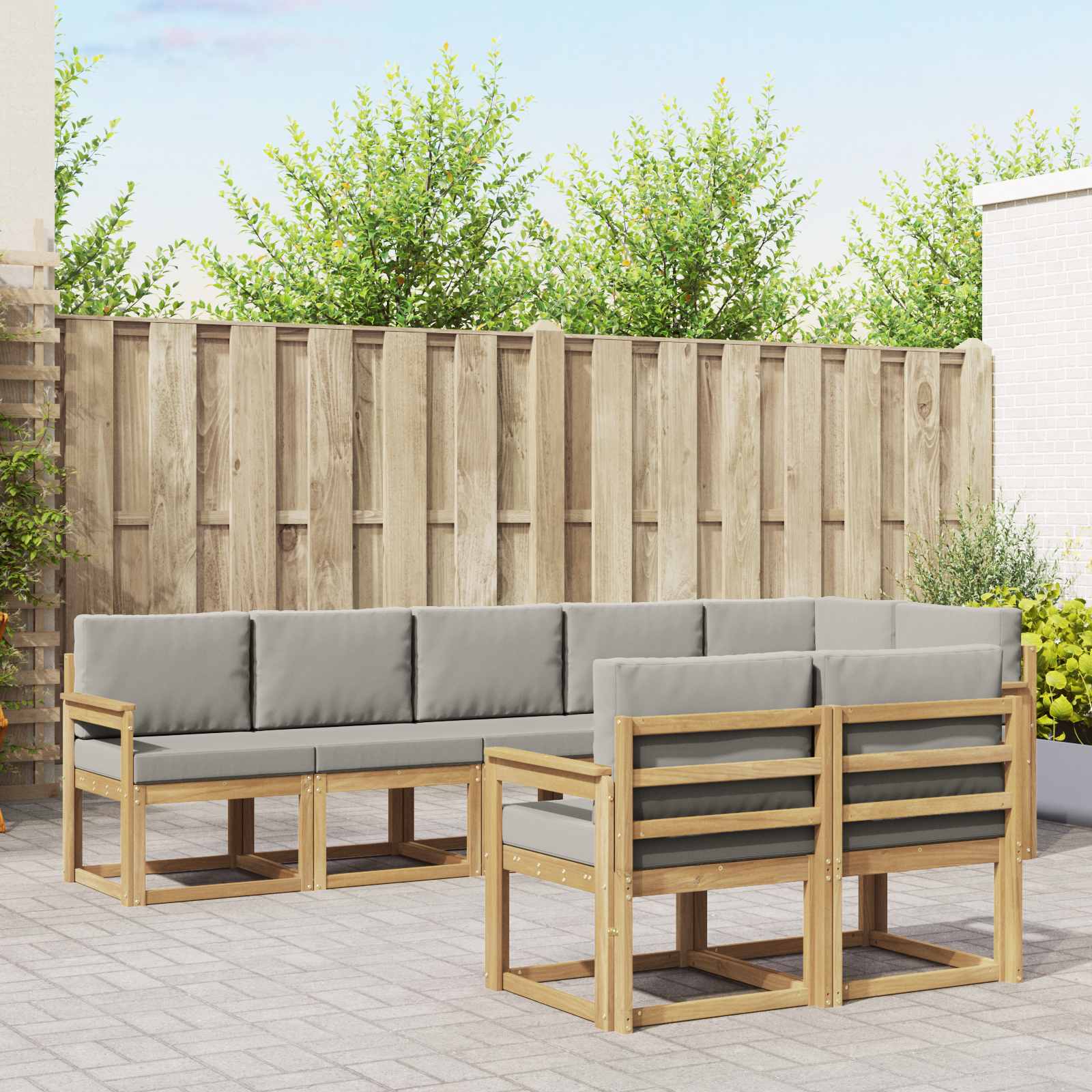 Outdoor-Sofagarnitur 8 stk. Weiß und Hellgrau