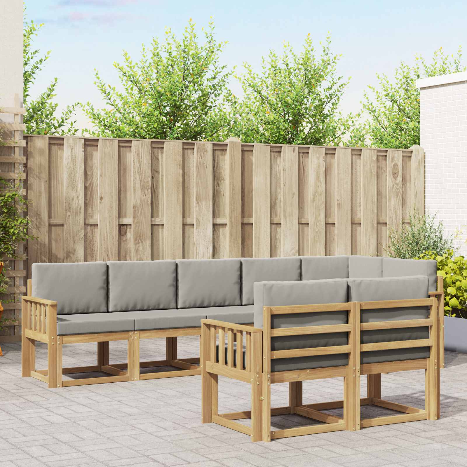 Outdoor-Sofagarnitur 8 stk. Weiß und Hellgrau