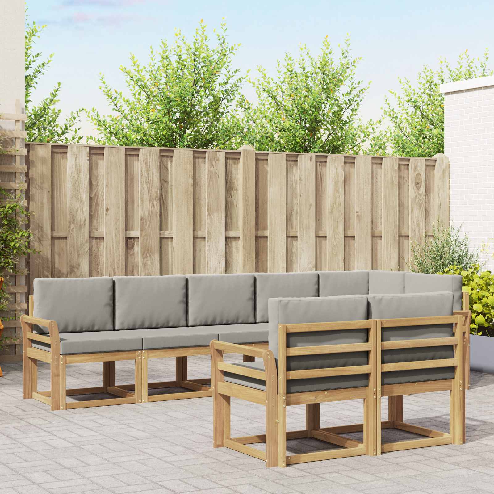 Outdoor-Sofagarnitur 8 stk. Weiß und Hellgrau
