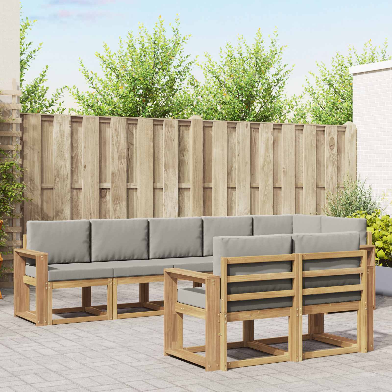 Outdoor-Sofagarnitur 8 stk. Weiß und Hellgrau