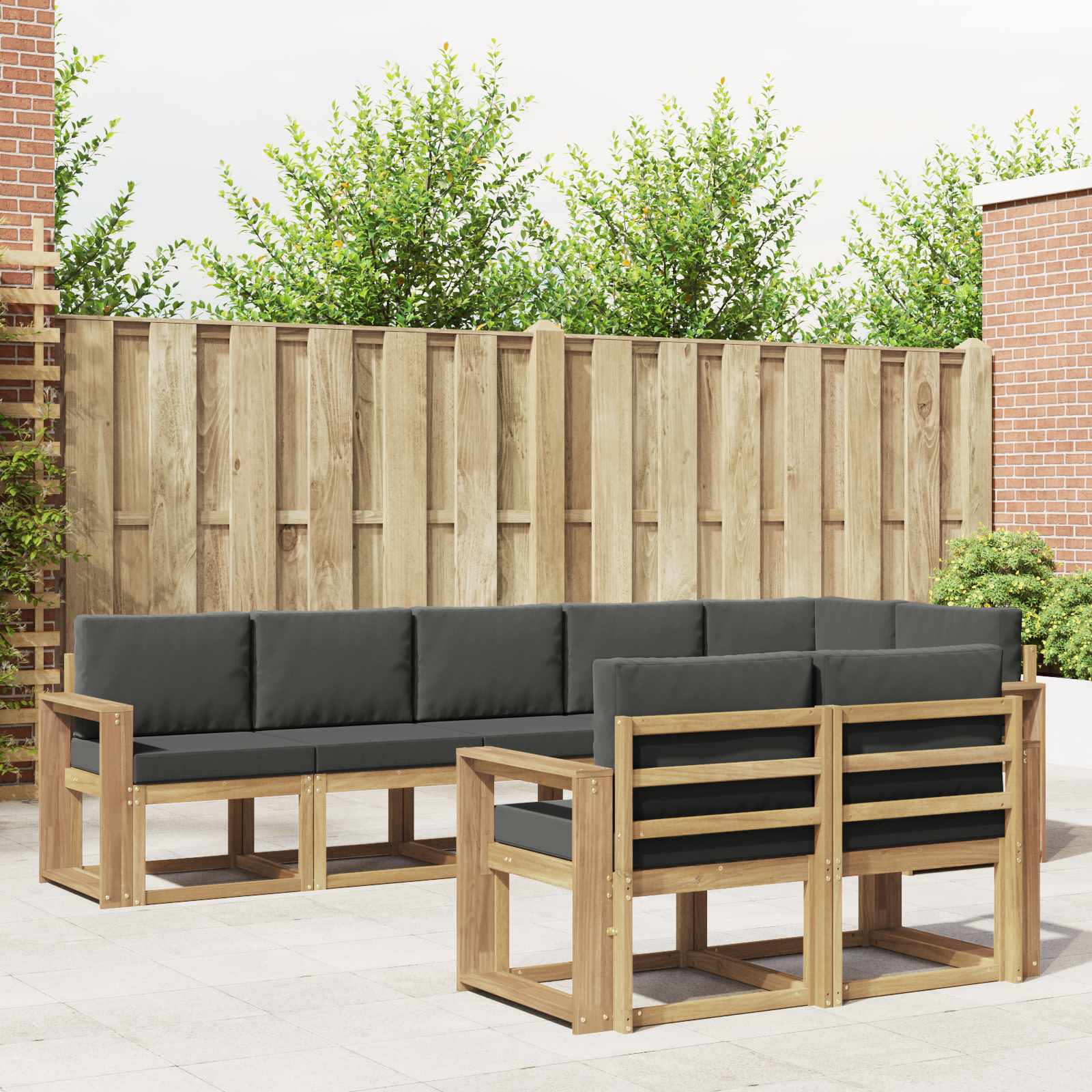 Outdoor-Sofagarnitur 8 stk. Weiß und Anthrazit Polyester