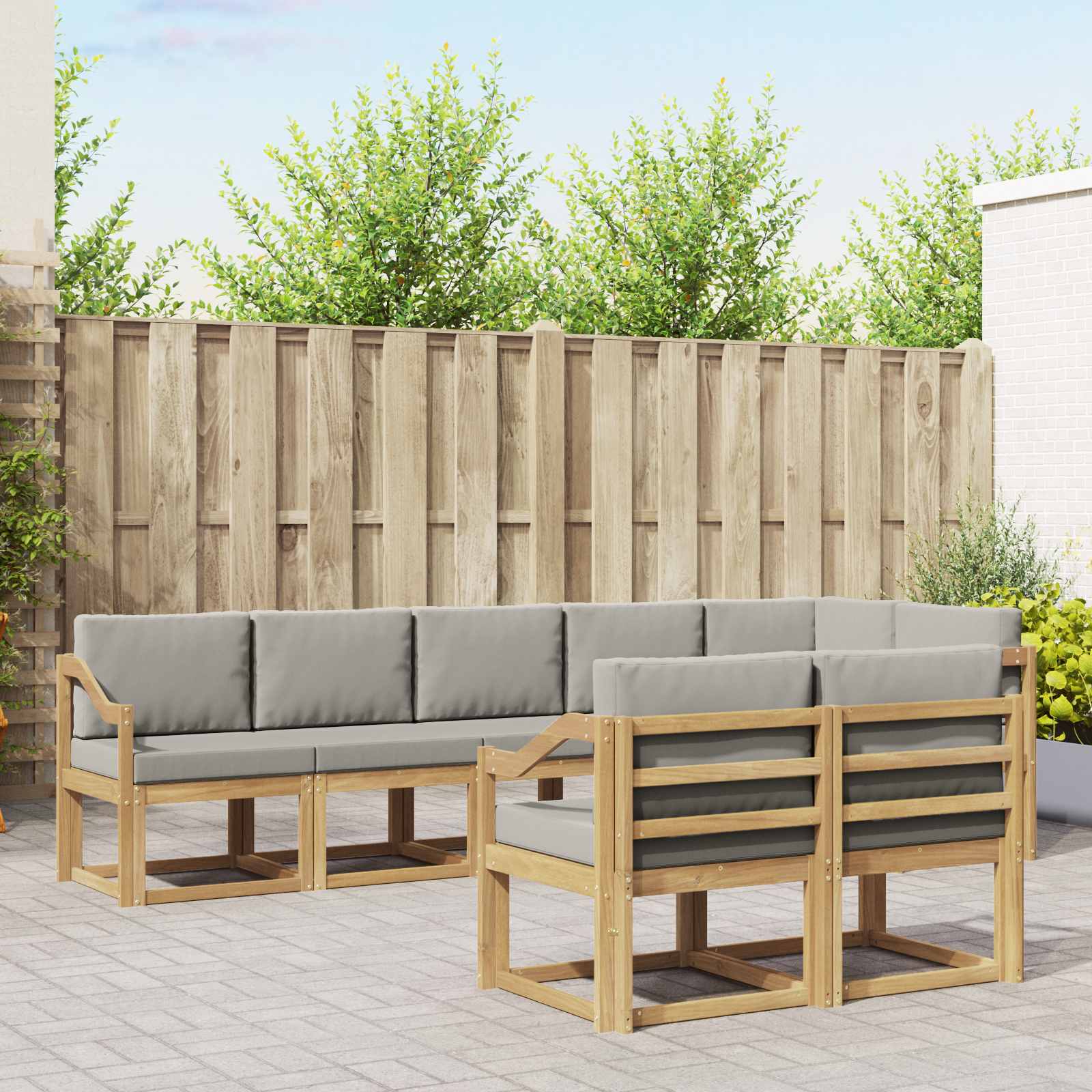 Outdoor-Sofagarnitur 8 stk. Weiß und Hellgrau