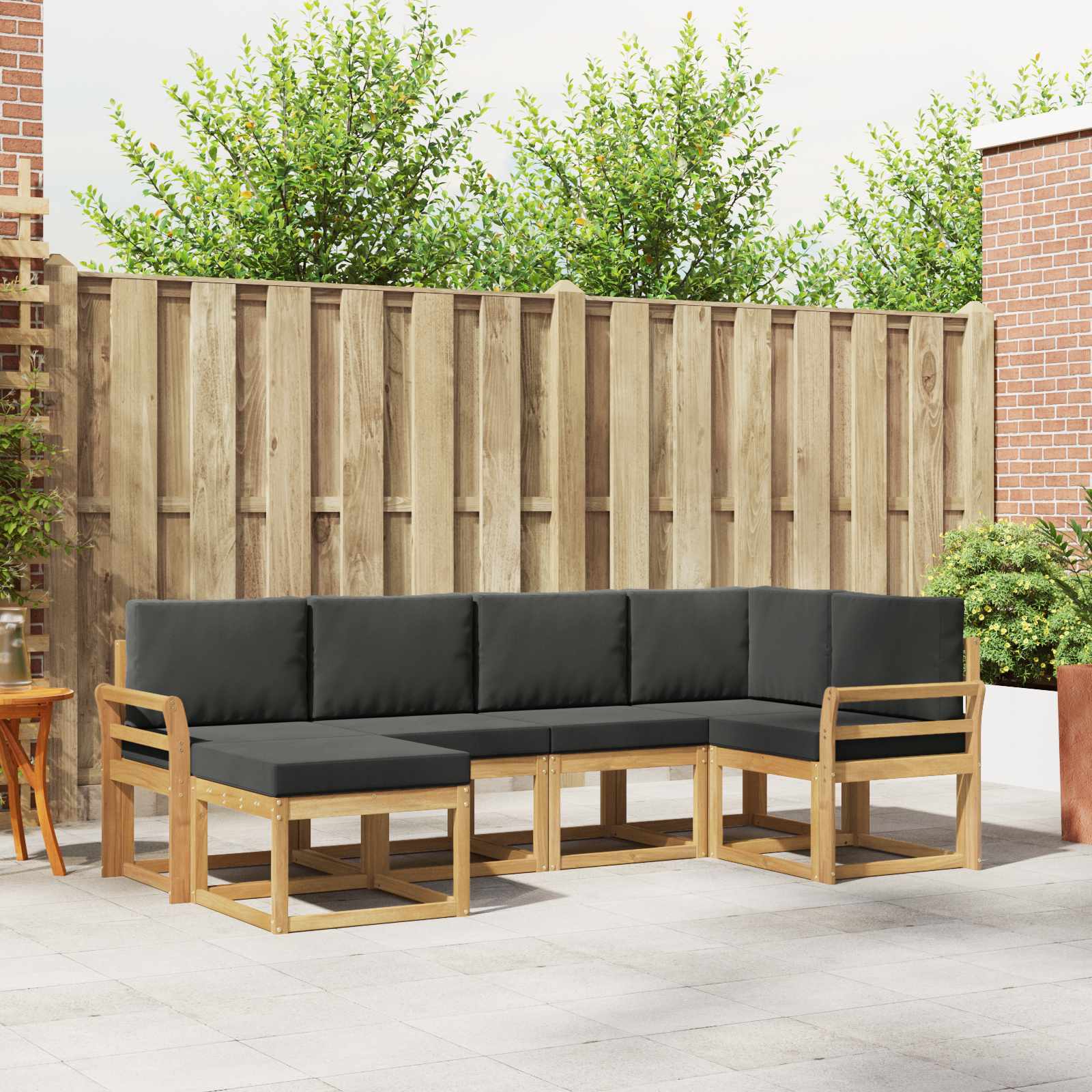 Outdoor-Sofagarnitur 6 stk. Weiß und Anthrazit Polyester
